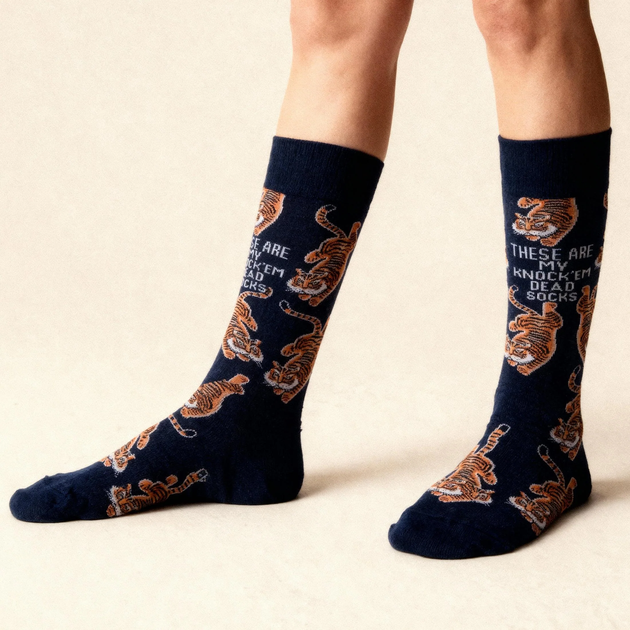 These Are My Knock ’Em Dead Socks | Tiger Motif Vintage Crew Socks - Image 11