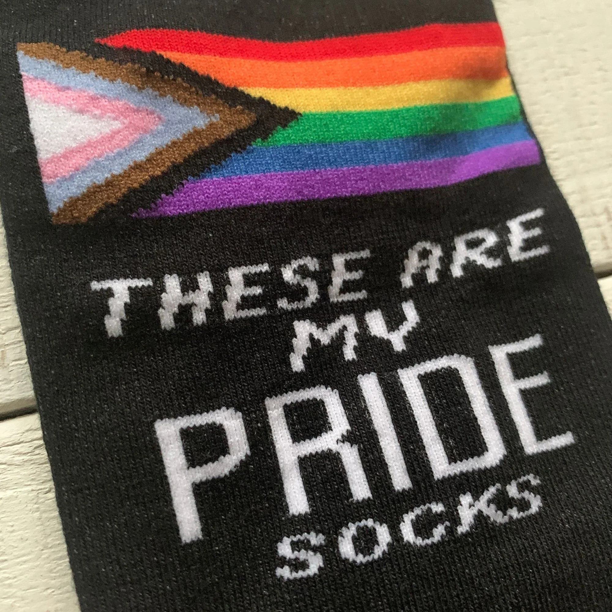 These Are My Pride Socks | LGBTQ+ Rainbow and Black | Gift for Her Him They - Image 6