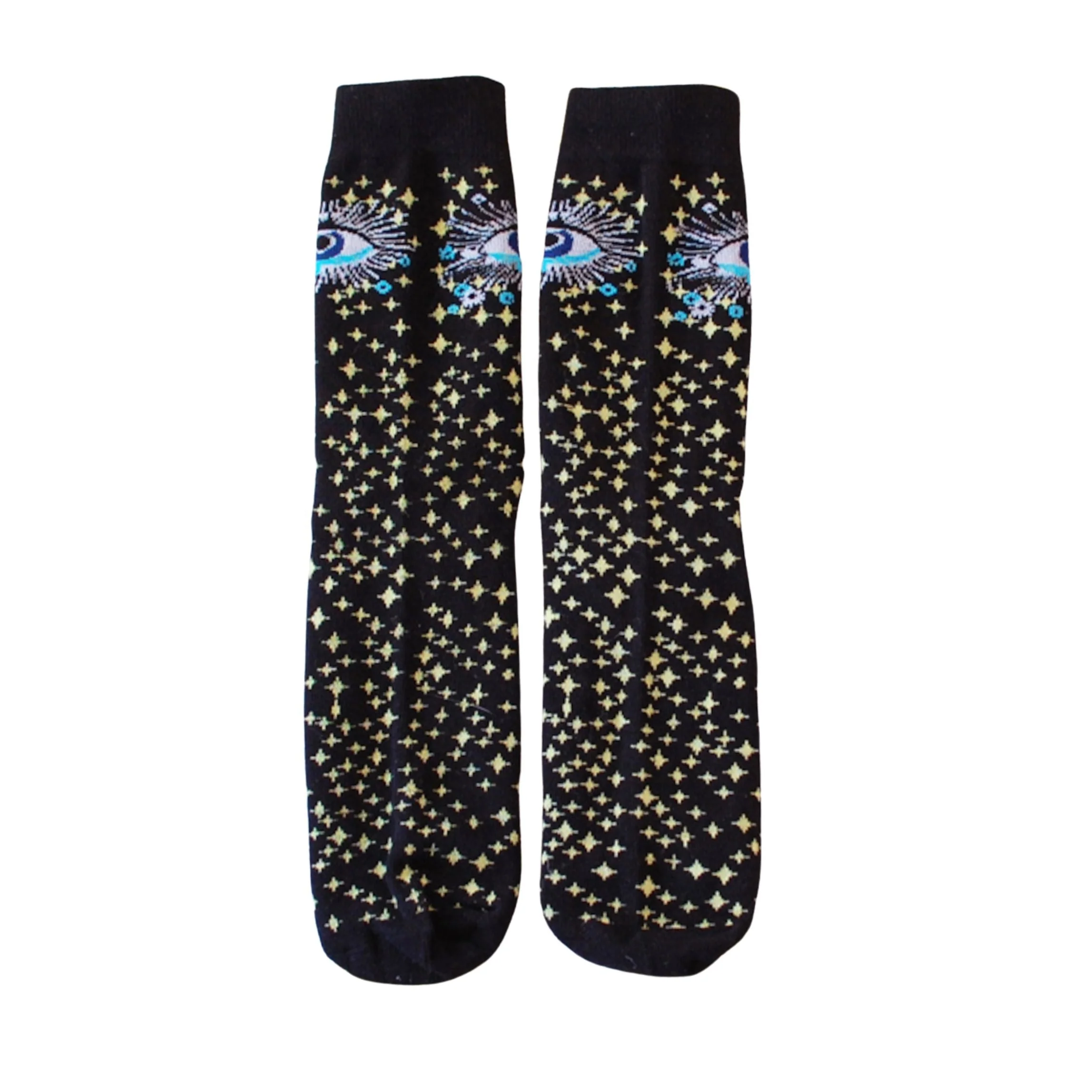 Third Eye Celestial Cotton Socks | Black Spooky Crew Socks - Image 4