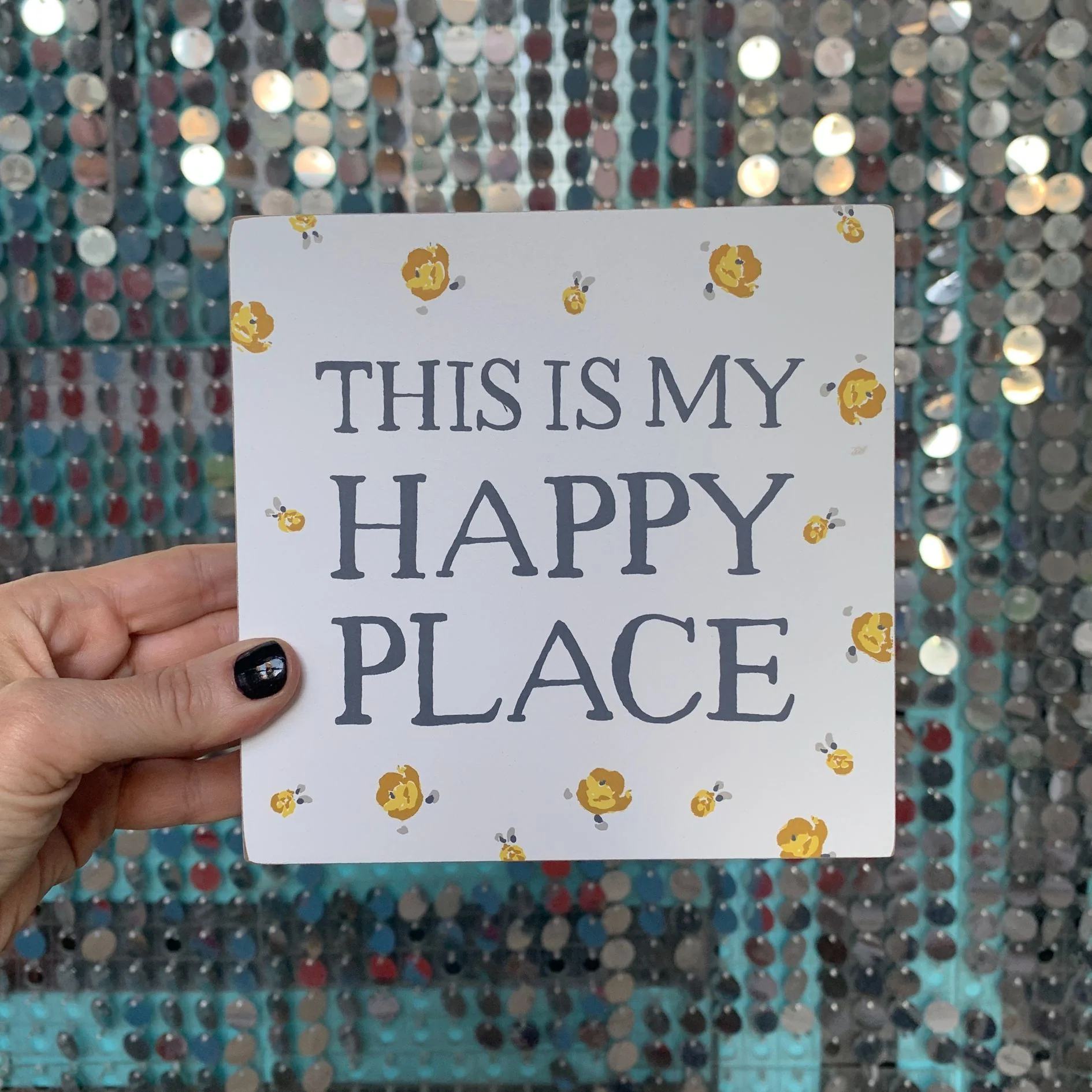 This Is My Happy Place Watercolor Box Sign | Home Wooden Sign Decor Display | 6" x 6" - Image 4