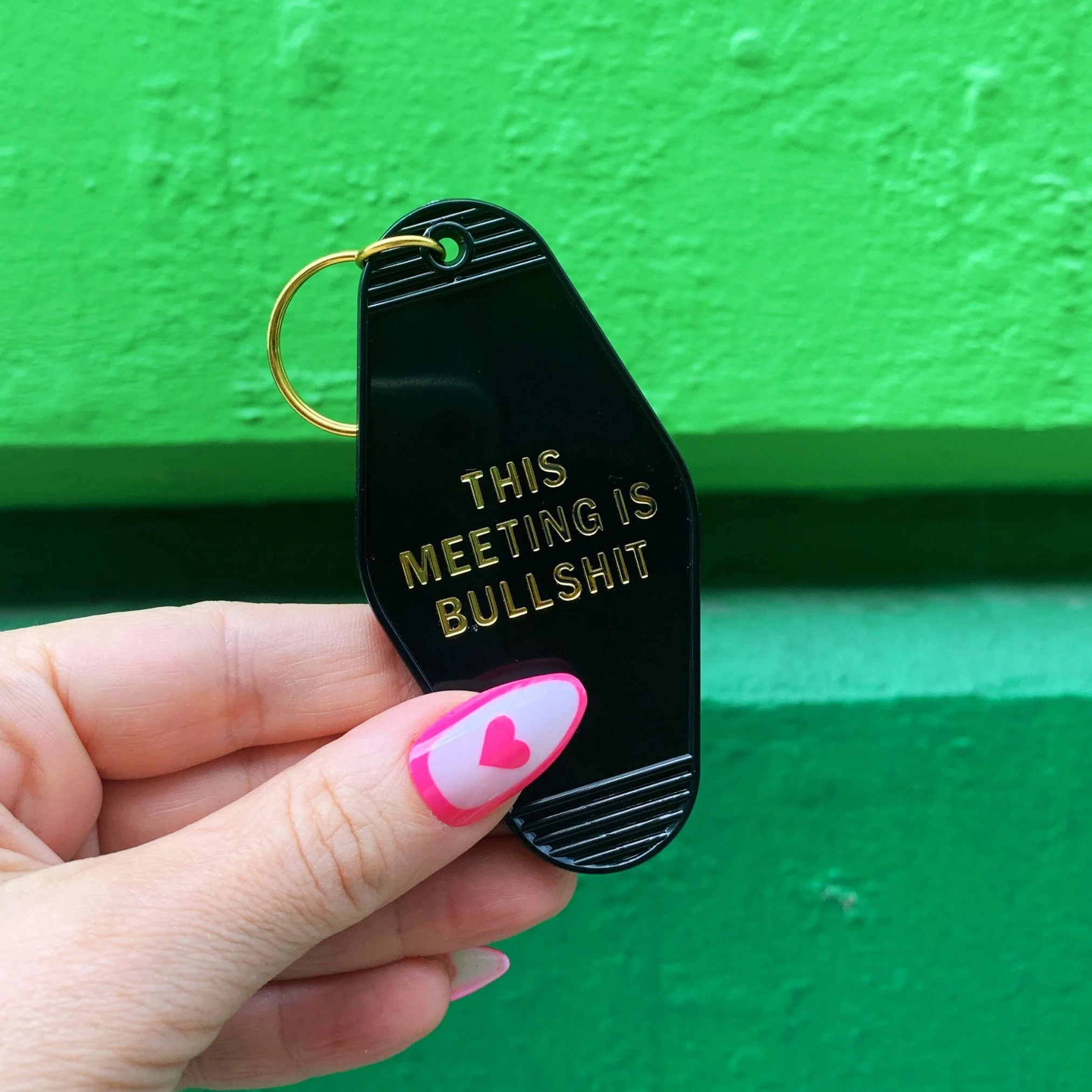 This Meeting is Bullshit Motel Keychain in Black - Image 2