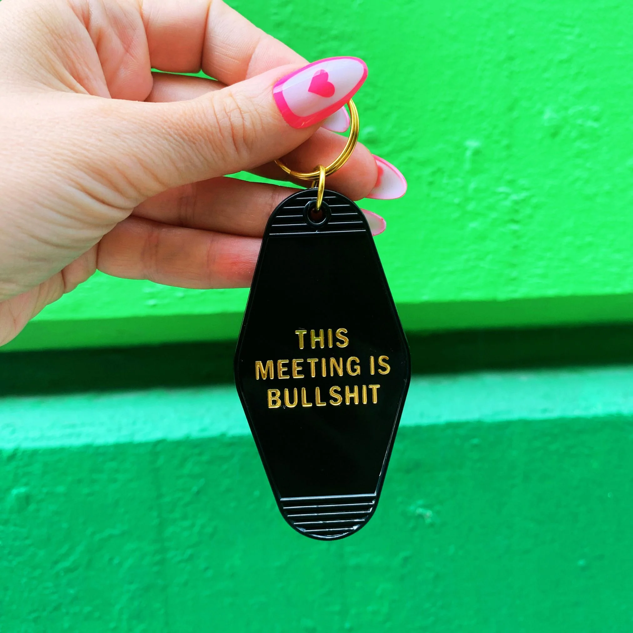 This Meeting is Bullshit Motel Keychain in Black - Image 5