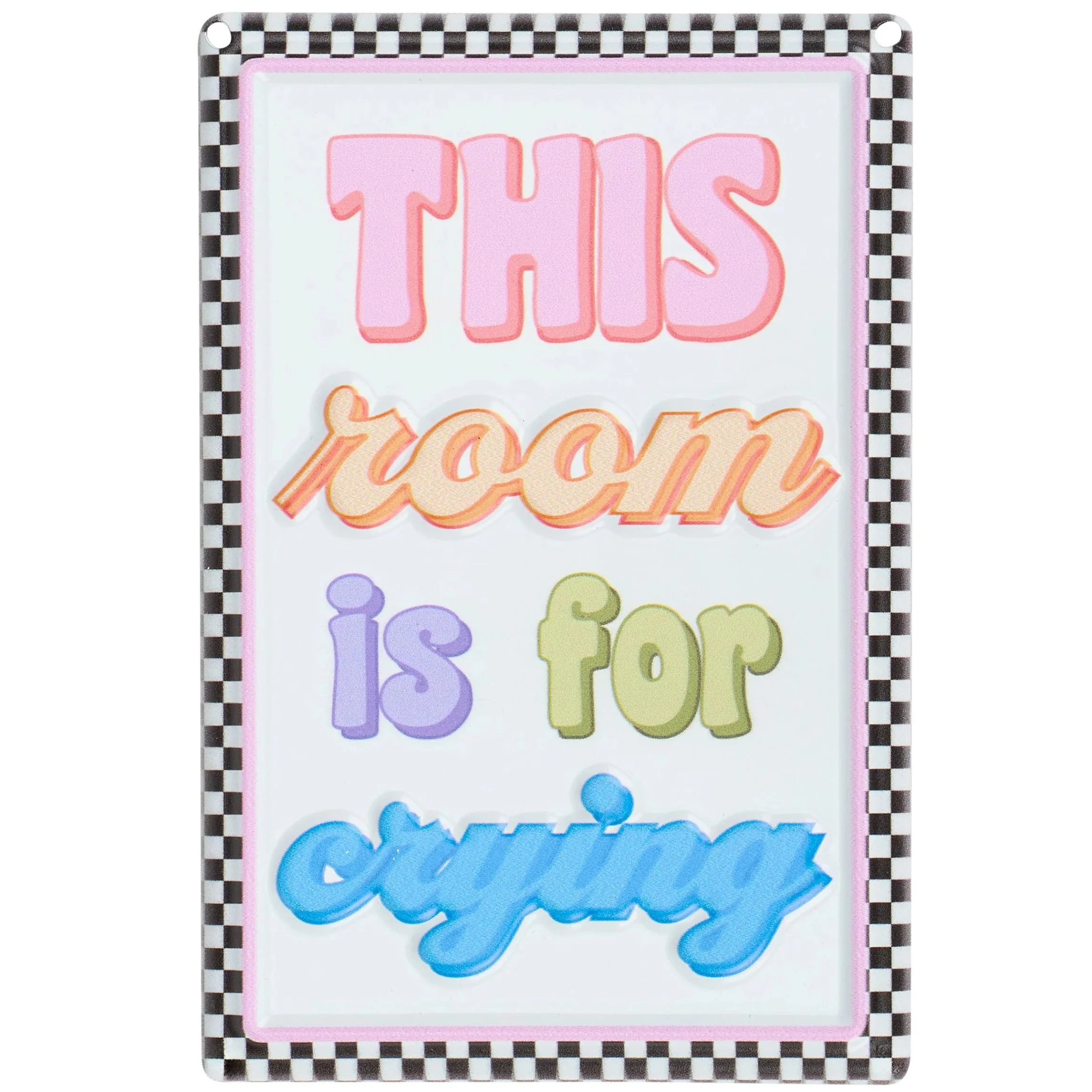 This Room Is For Crying Metal Wall Decor | Funny Retro Hanging Sign Cute Emotional Humor Gift | 4" x 6"