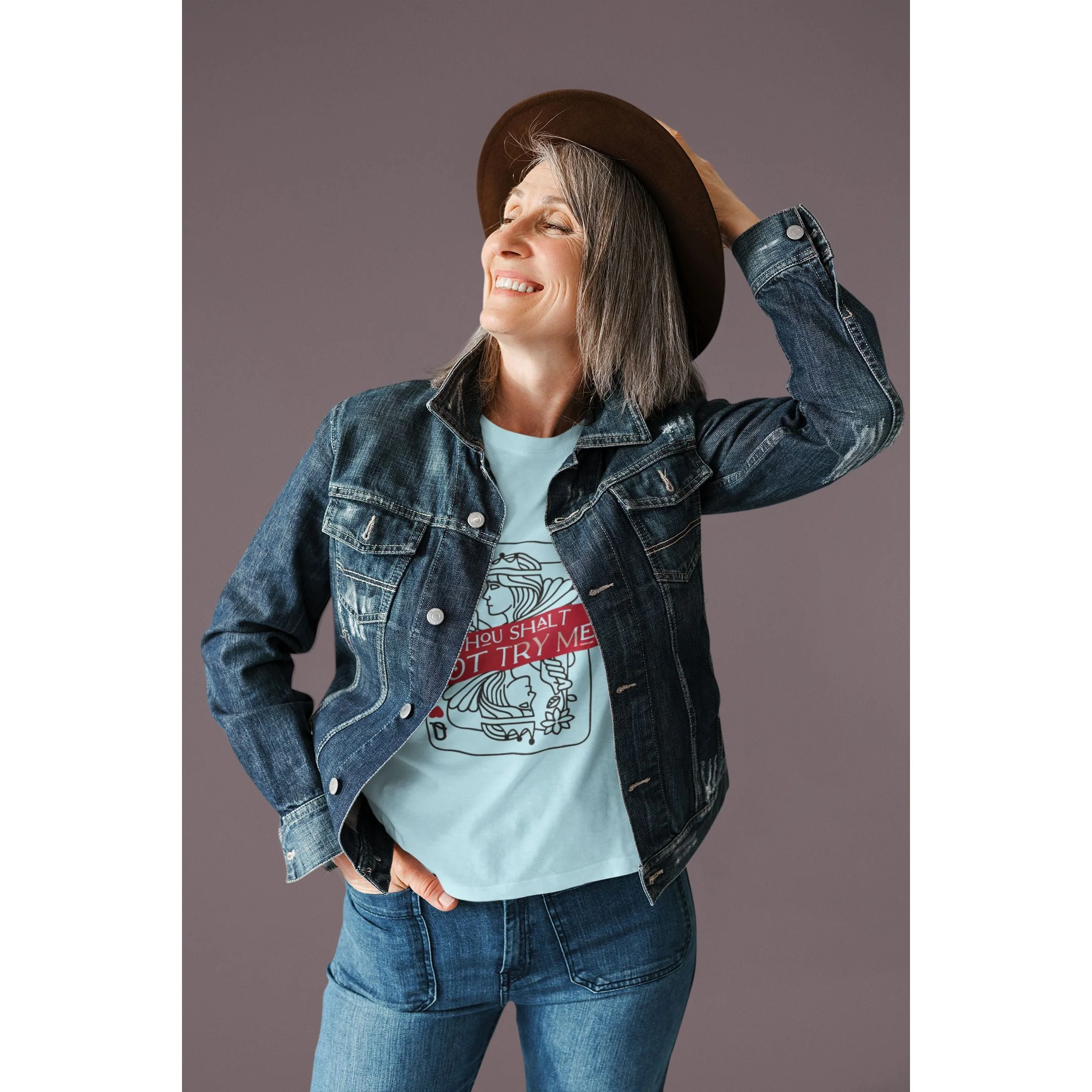 [Sizes Through 3X] Thou Shalt Not Try Me Unisex T-Shirt in Heather Ice Blue Size Small-3XL | Smartass & Sass at GetBullish - Image 4