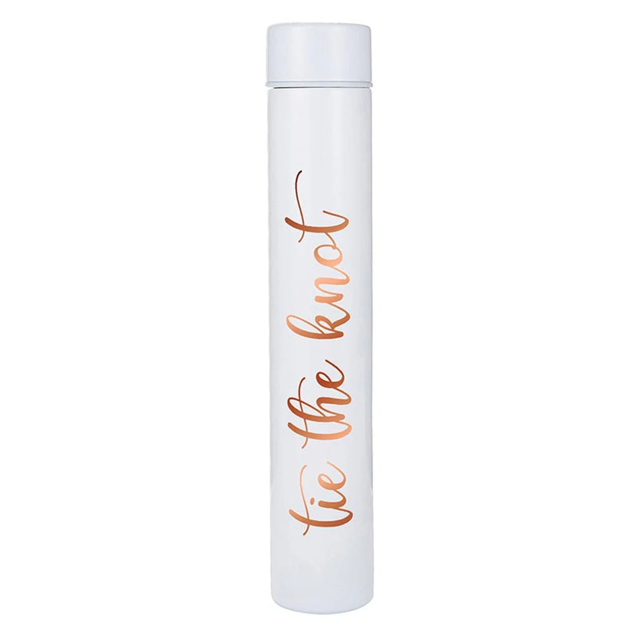 Tie The Knot Flask Bottle in White | Insulated Stainless Steel Wedding or Bridesmaid Gift - Image 4