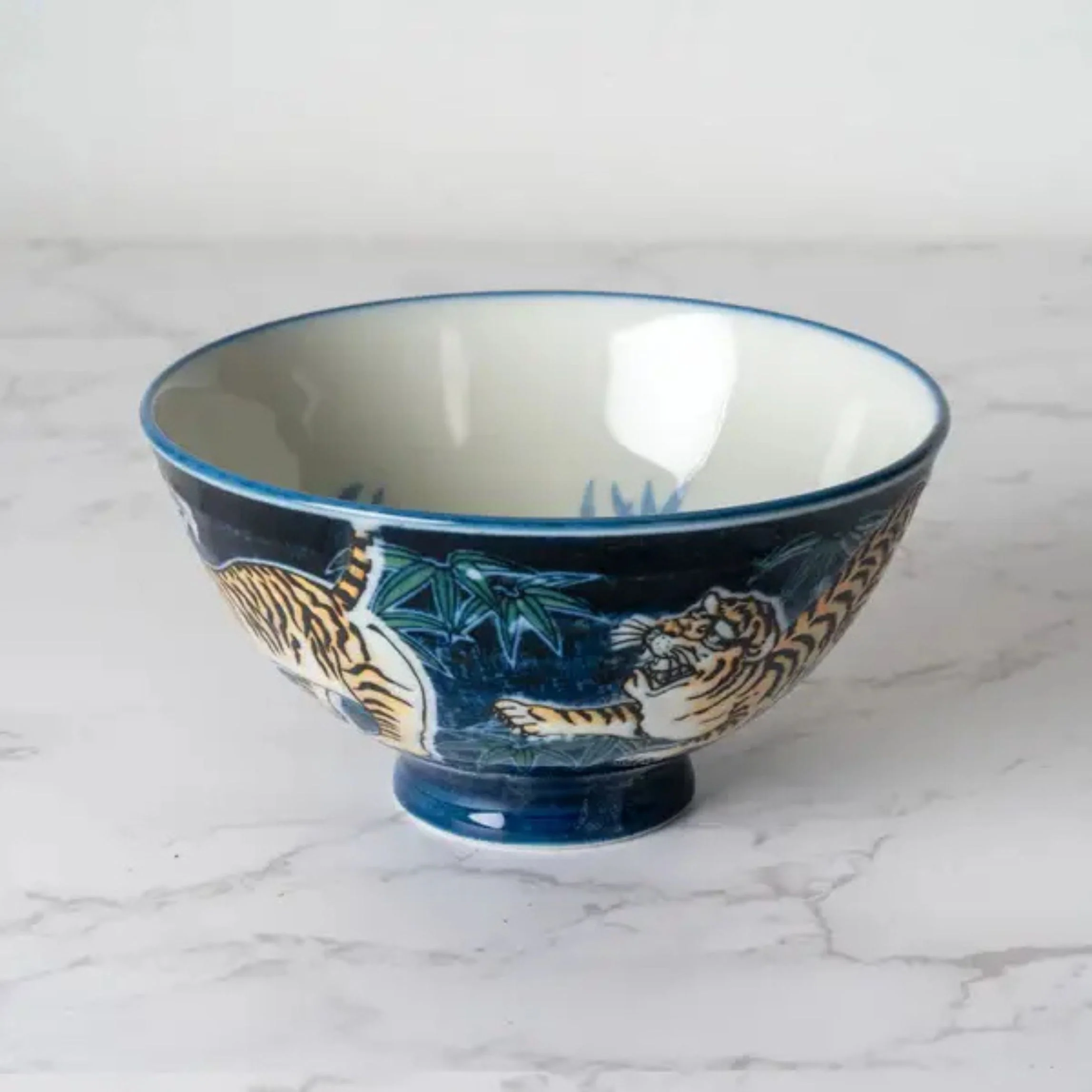 Tiger Design Porcelain Rice Bowl | Navy Blue Japanese-Style Bowl | 10oz - Image 5