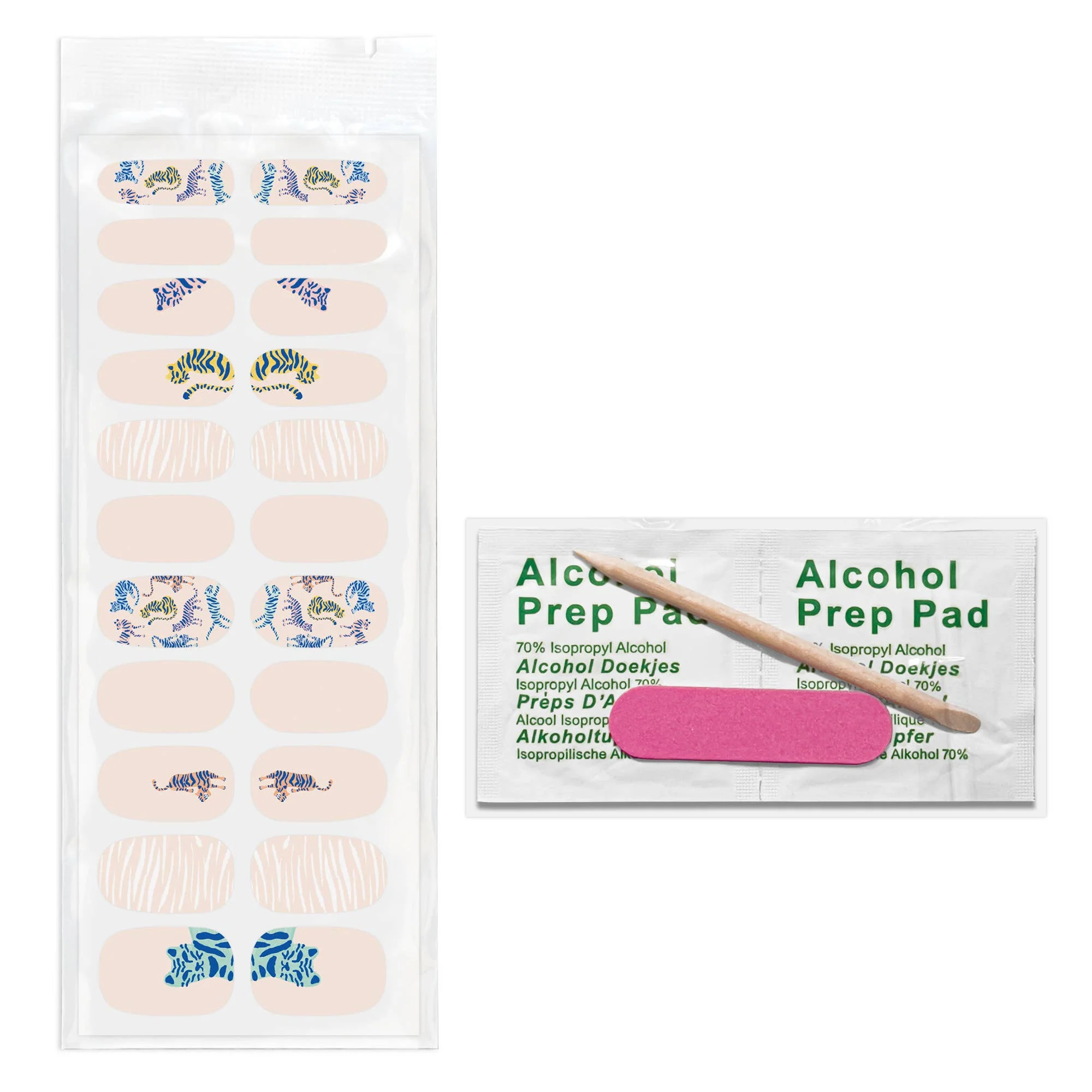 Tiger Love Nail Wrap Kit in Pink | Nail Care Arts Tools Accessories | On-the-go Travel Kit - Image 3