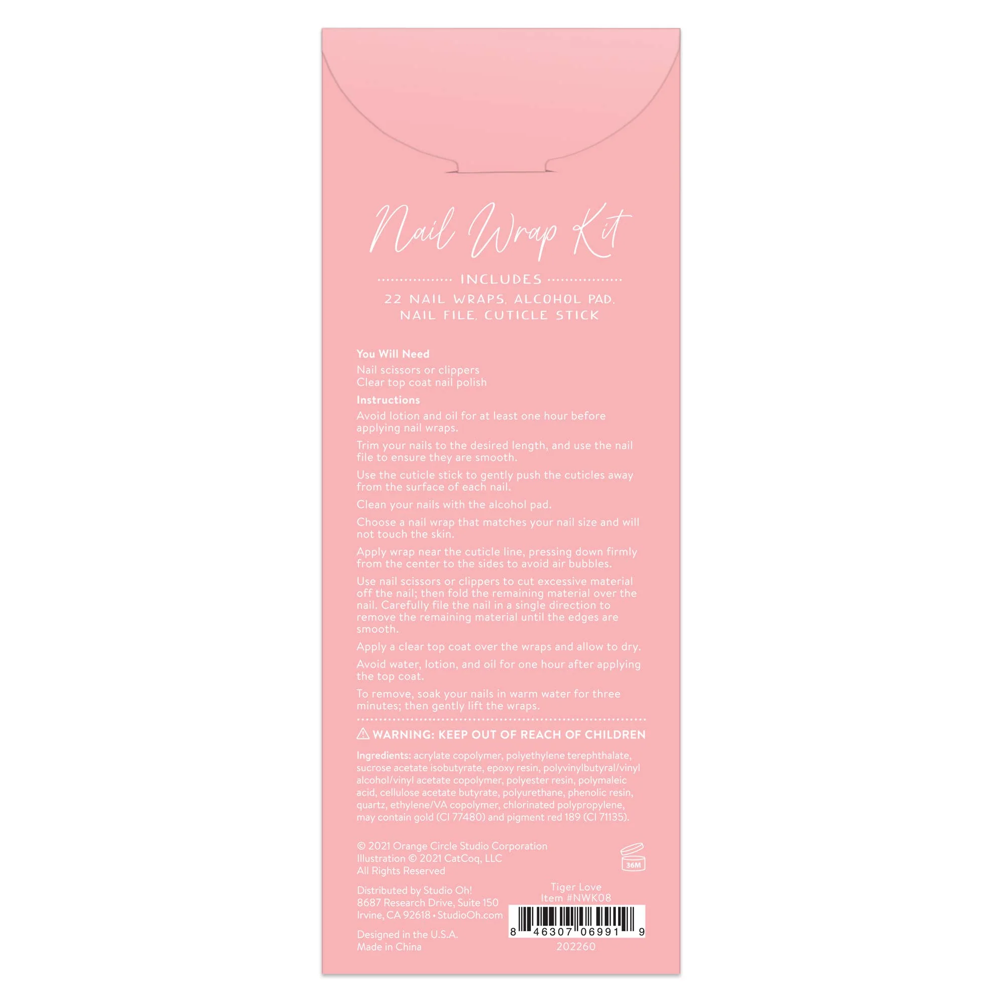 Tiger Love Nail Wrap Kit in Pink | Nail Care Arts Tools Accessories | On-the-go Travel Kit - Image 4