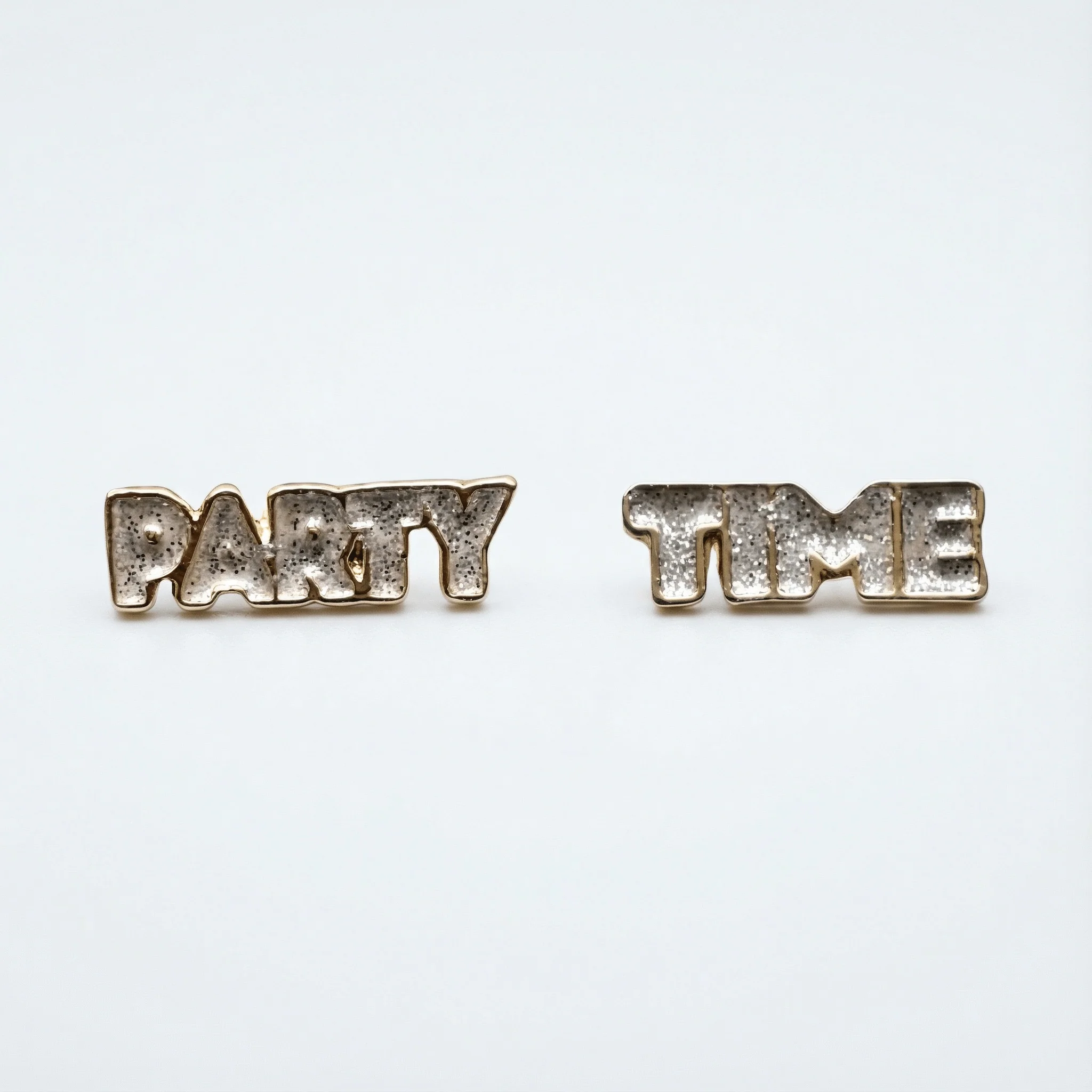 Party Time Stud Earrings | Light Pink and Gold with Glitter Finish
