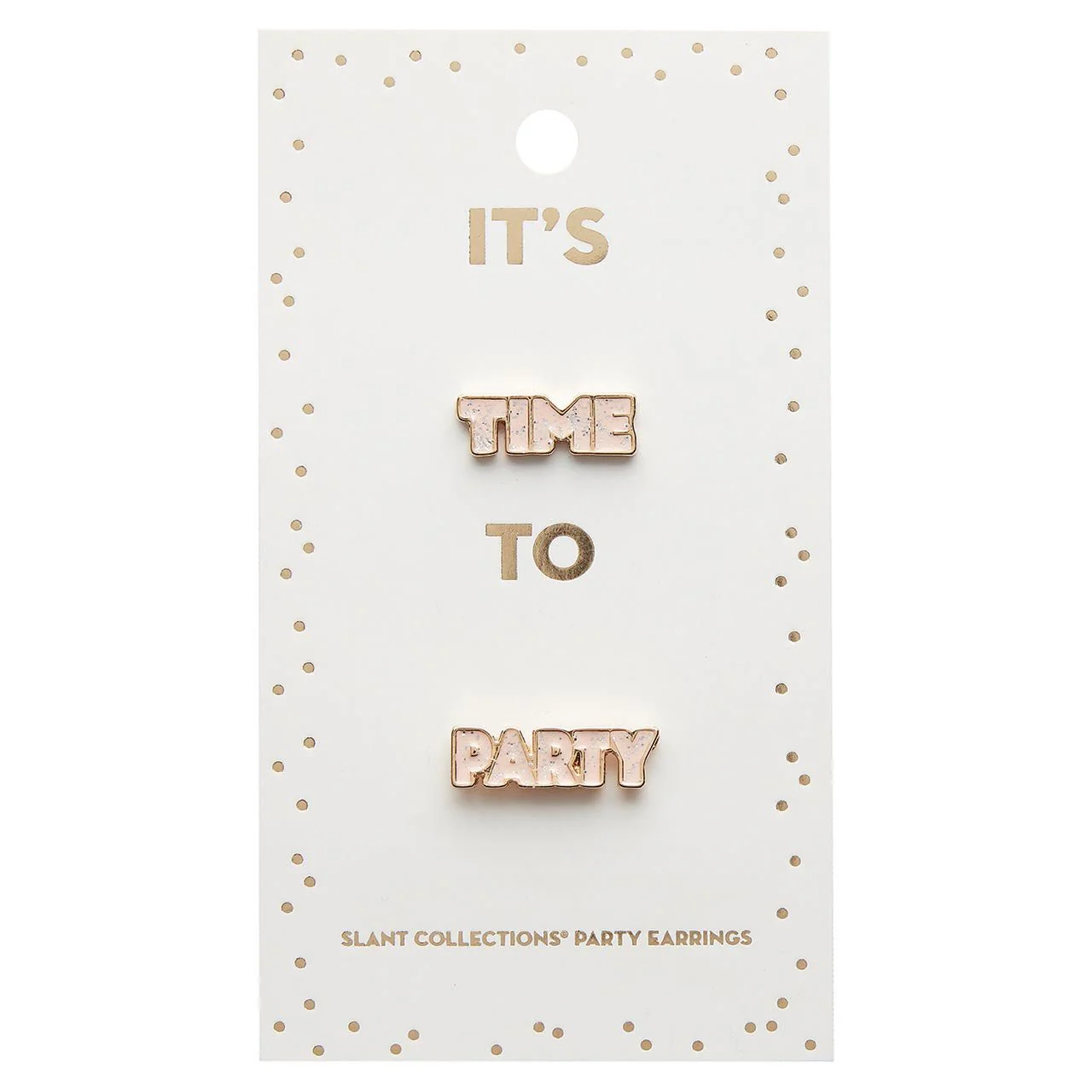 Party Time Stud Earrings | Light Pink and Gold with Glitter Finish - Image 4
