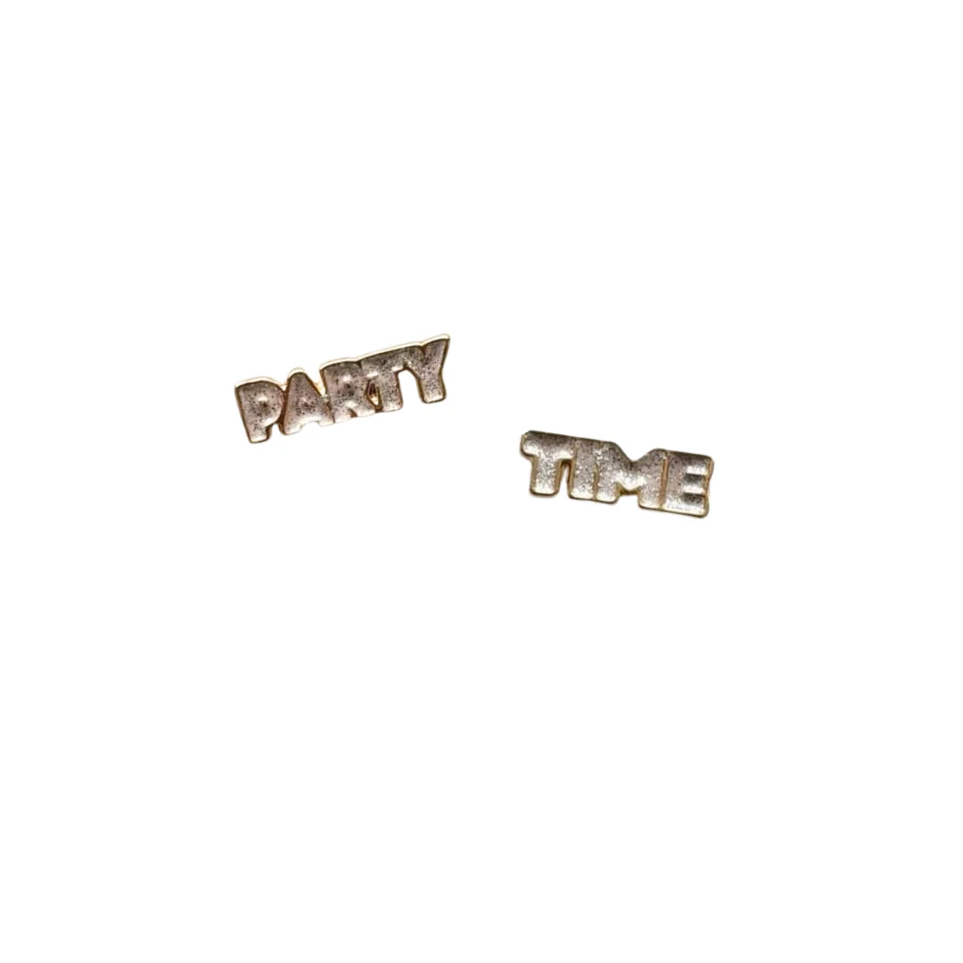 Party Time Stud Earrings | Light Pink and Gold with Glitter Finish - Image 6