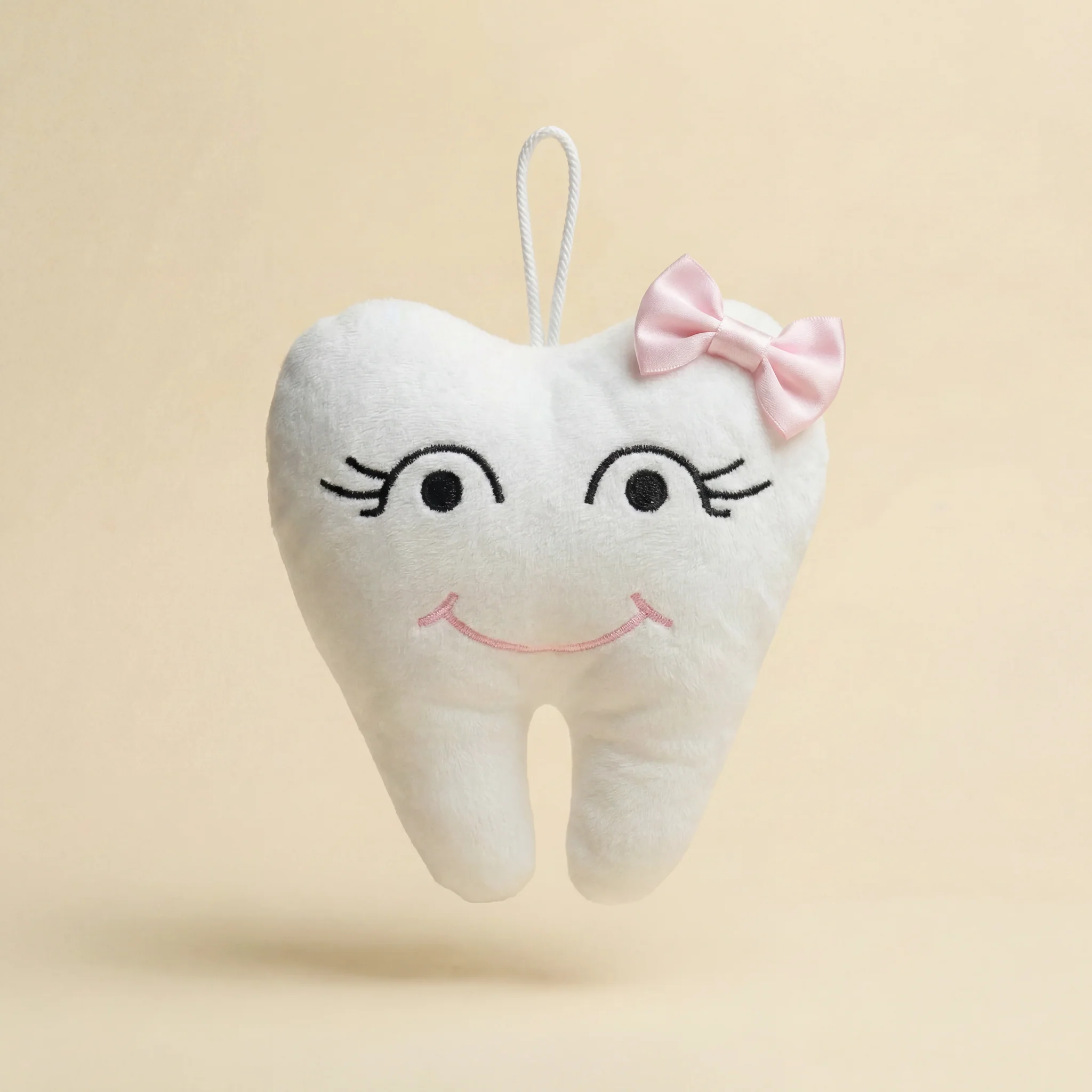 Tooth Fairy Pillow in Pink | Baby Tooth-Shaped Plush Toy - Image 3