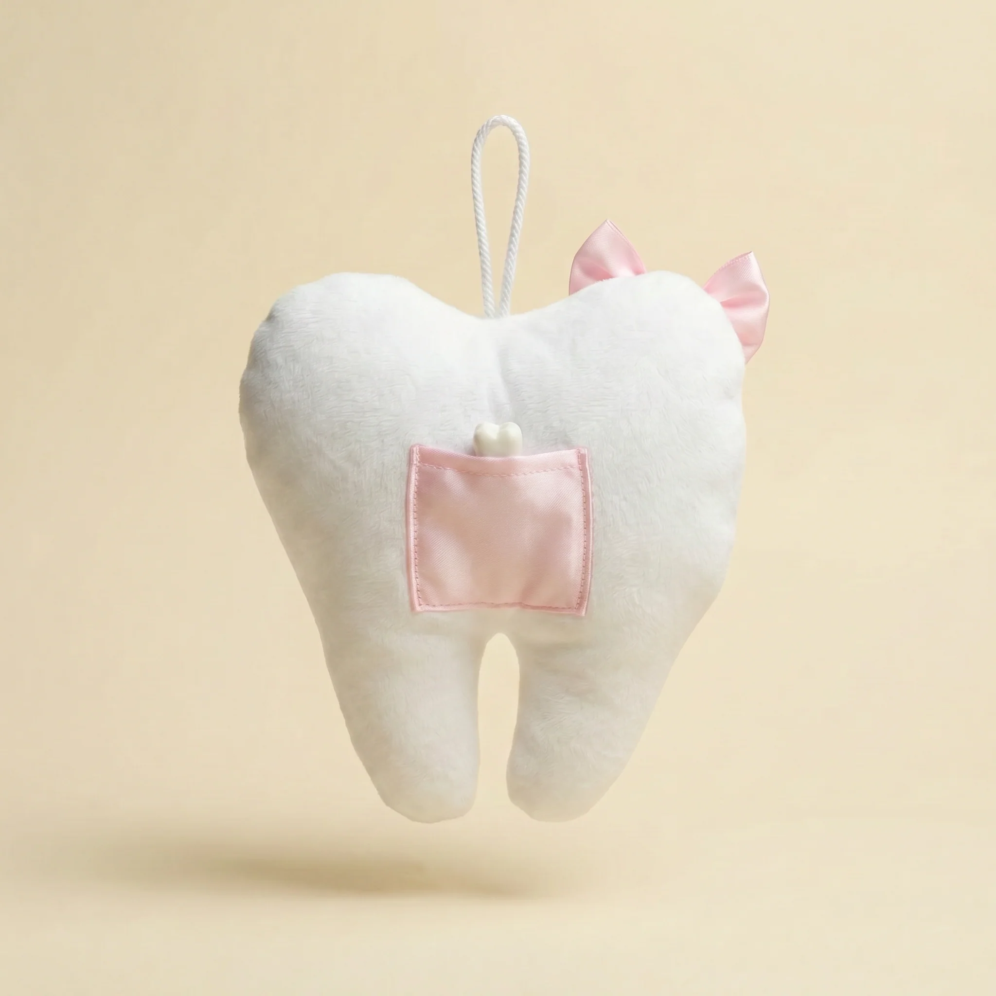 Tooth Fairy Pillow in Pink | Baby Tooth-Shaped Plush Toy - Image 4