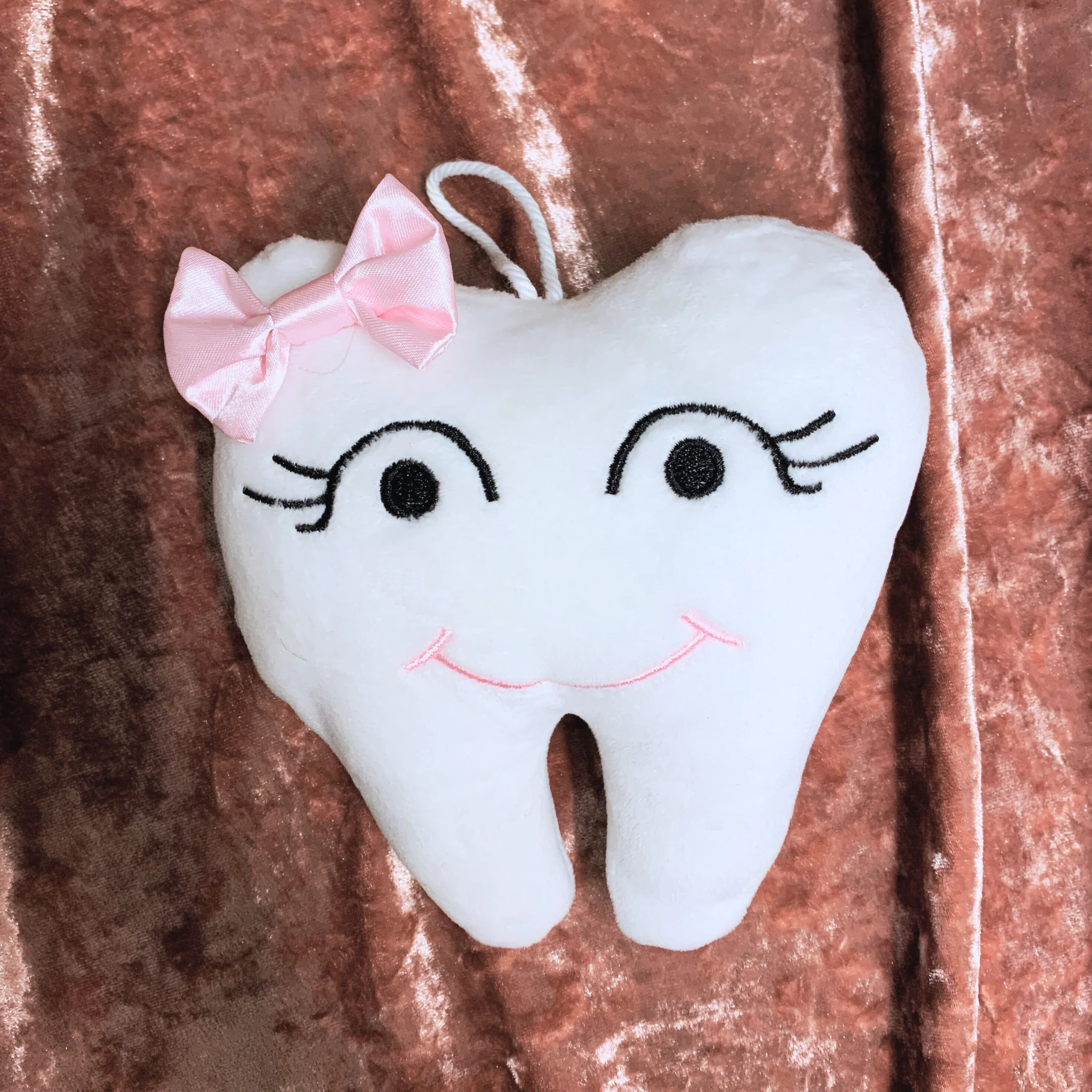 Tooth Fairy Pillow in Pink | Baby Tooth-Shaped Plush Toy - Image 5