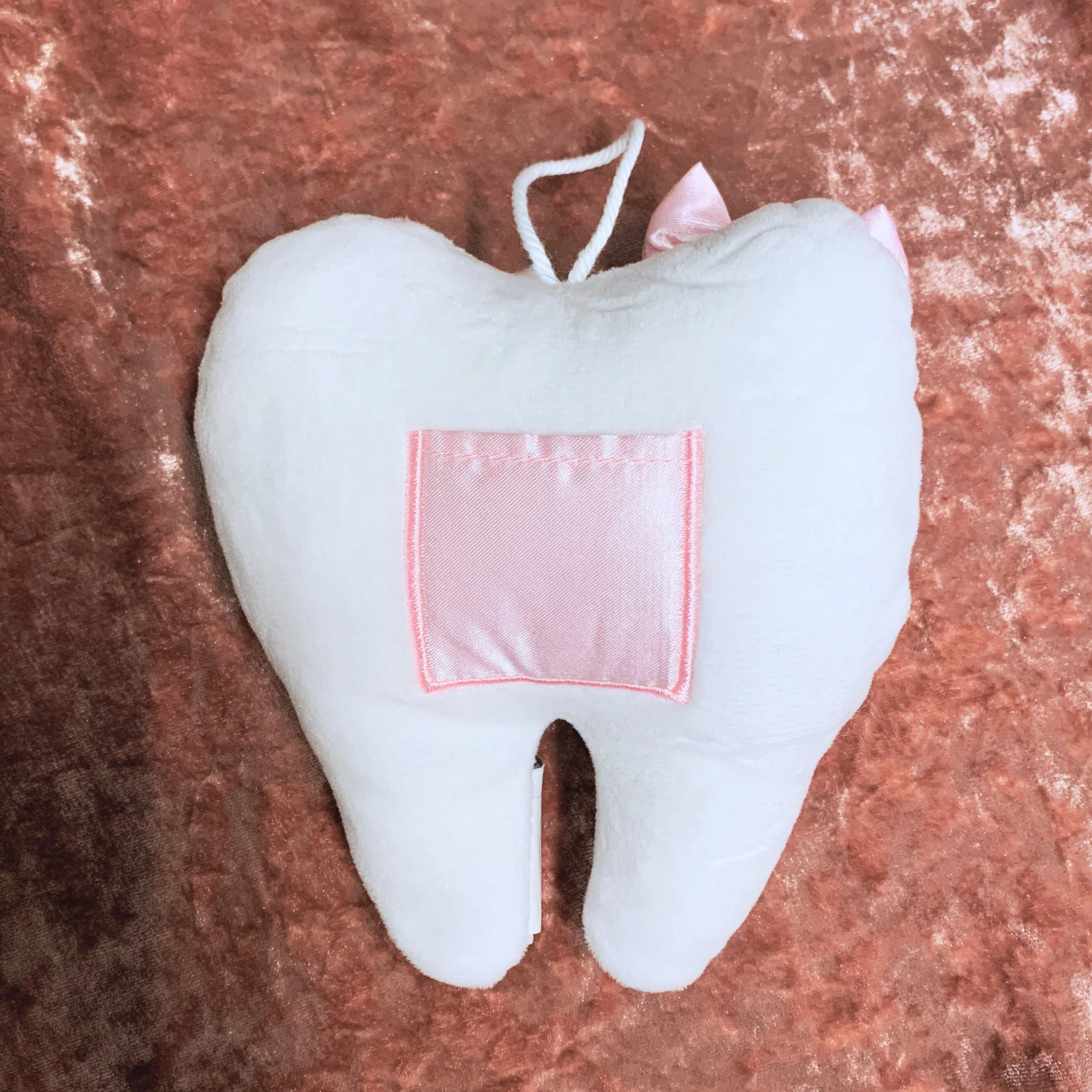 Tooth Fairy Pillow in Pink | Baby Tooth-Shaped Plush Toy - Image 6