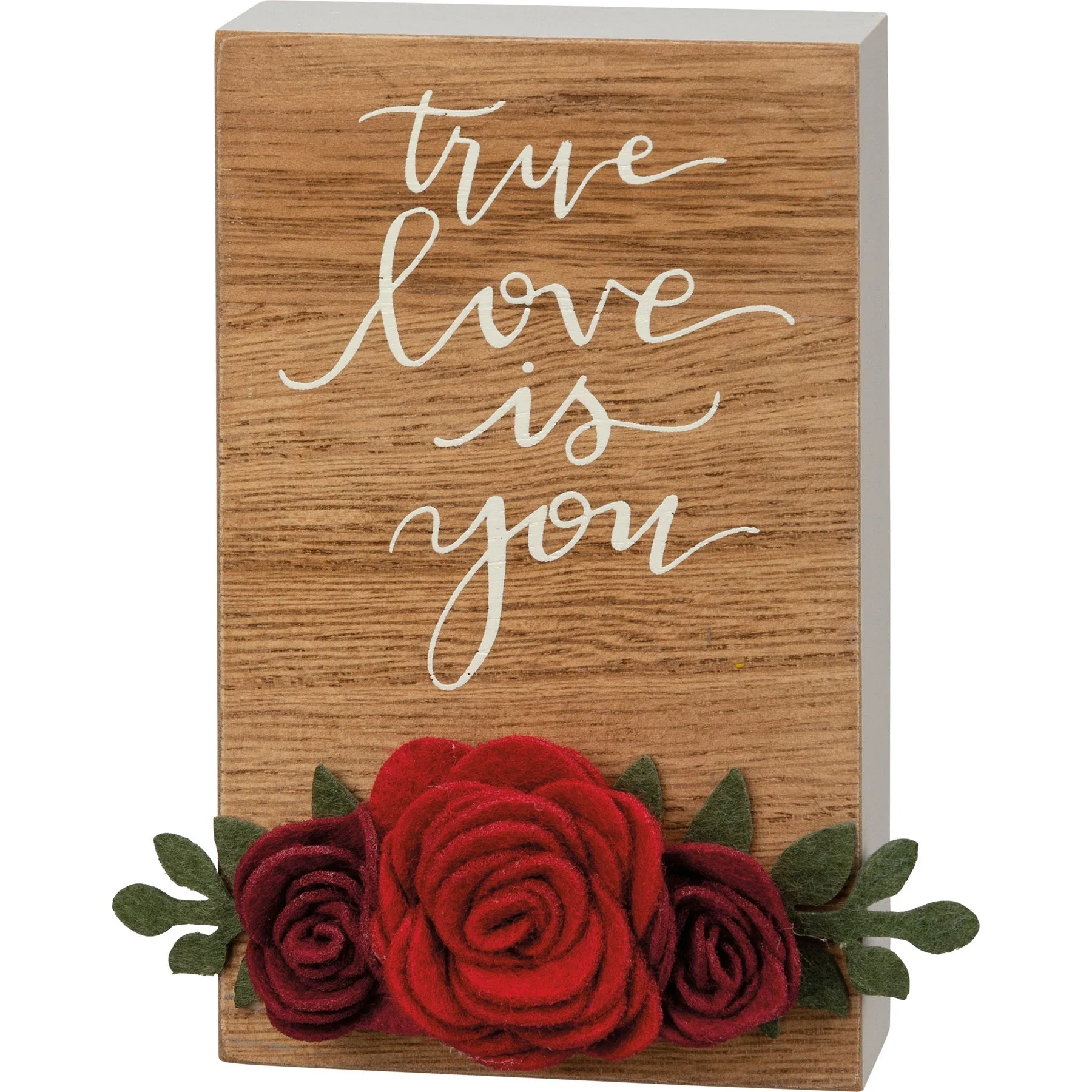 True Love Is You Inspo Block Sign | Felt Floral Accents | 3" x 5" - Image 4