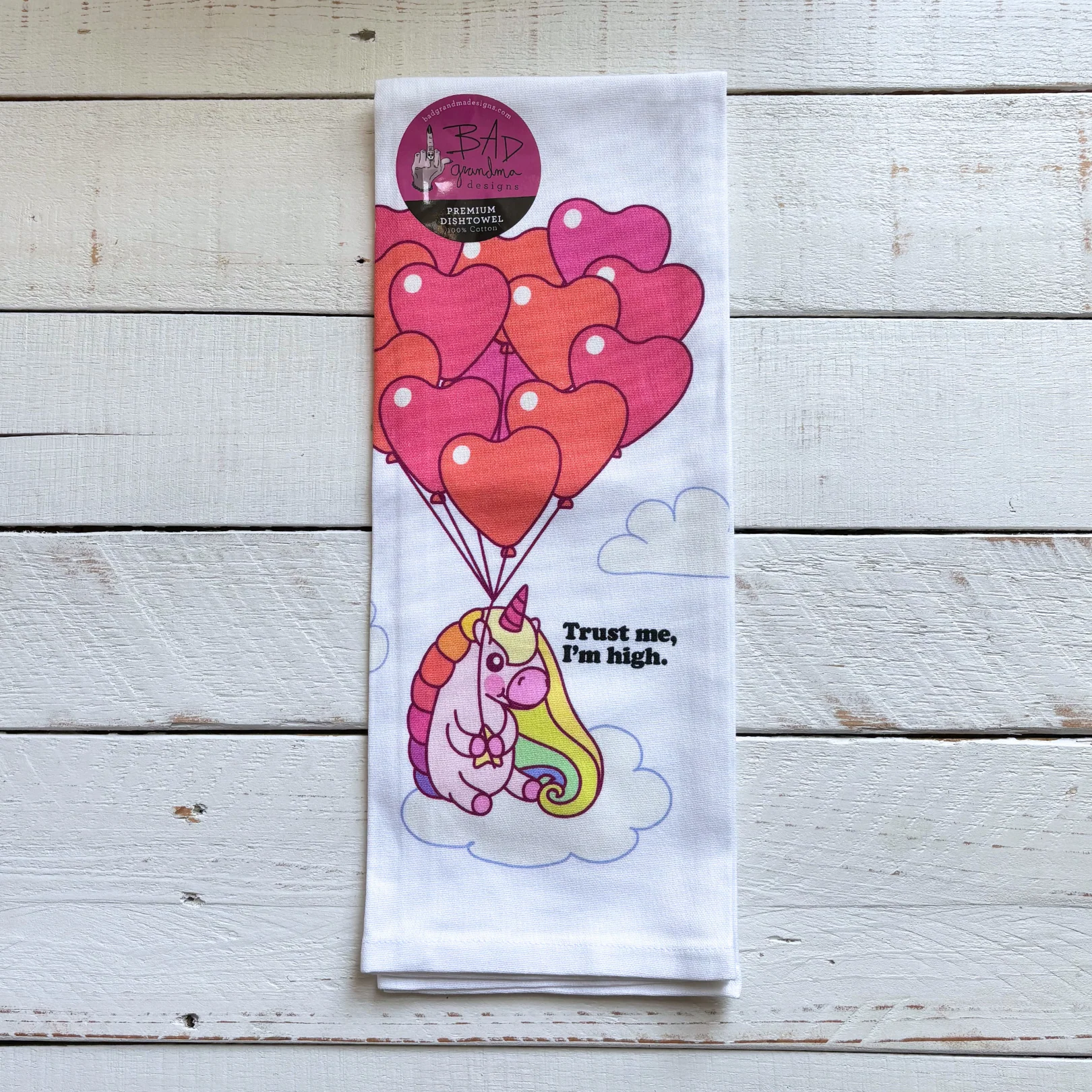 Trust Me, I'm High - Marijuana Dishtowel | Unicorn Balloon Cotton Kitchen Hand Tea Dishcloth - Image 4