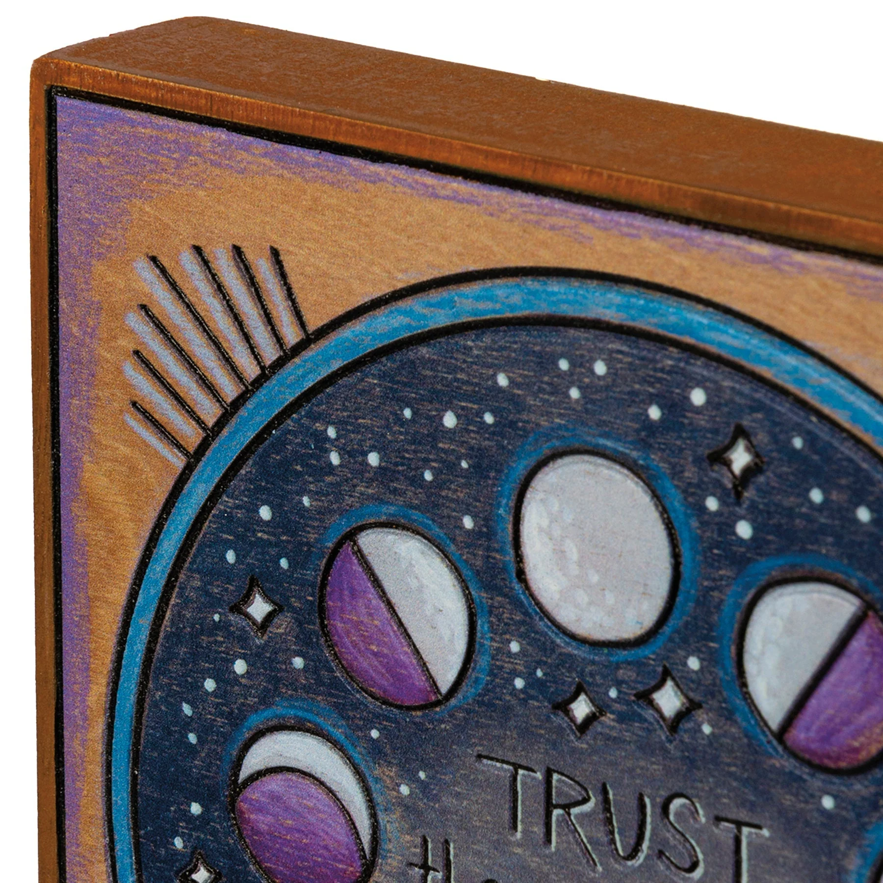 Trust The Magic Of New Beginnings Celestial Block Sign | Moon Phases Wall Decor | 6" x 6" - Image 4