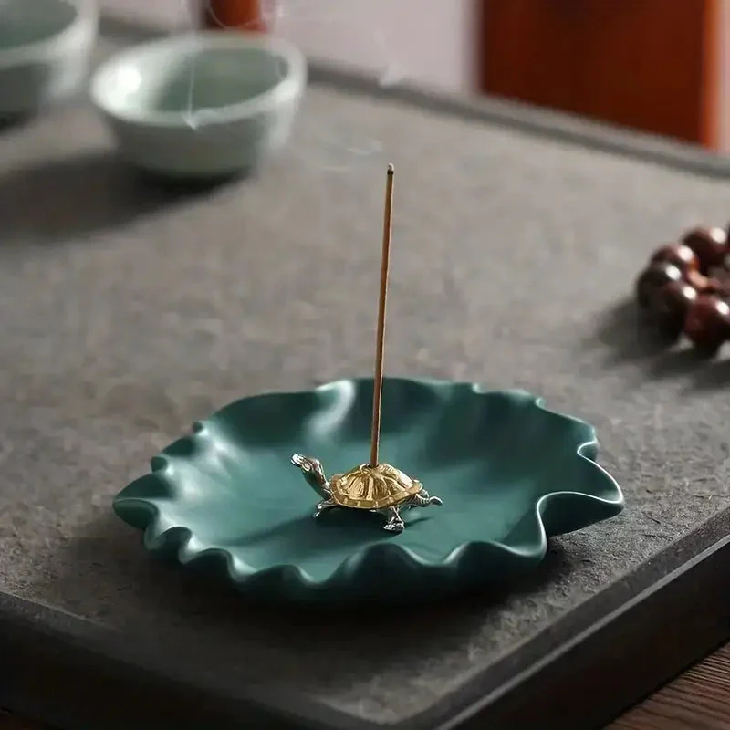 Turtle Mini Incense Holder Gold | Decorative Incense Stick Burner - Image 2