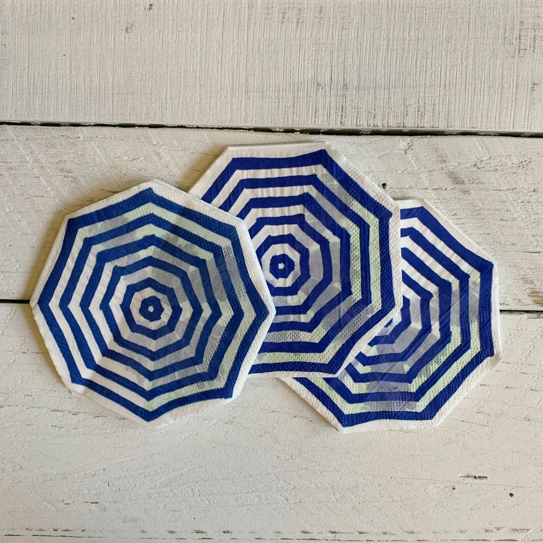 Umbrella Shaped Napkins in Blue & White Watercolor Design | Cocktail/Beverage Party Paper Napkins - Image 3