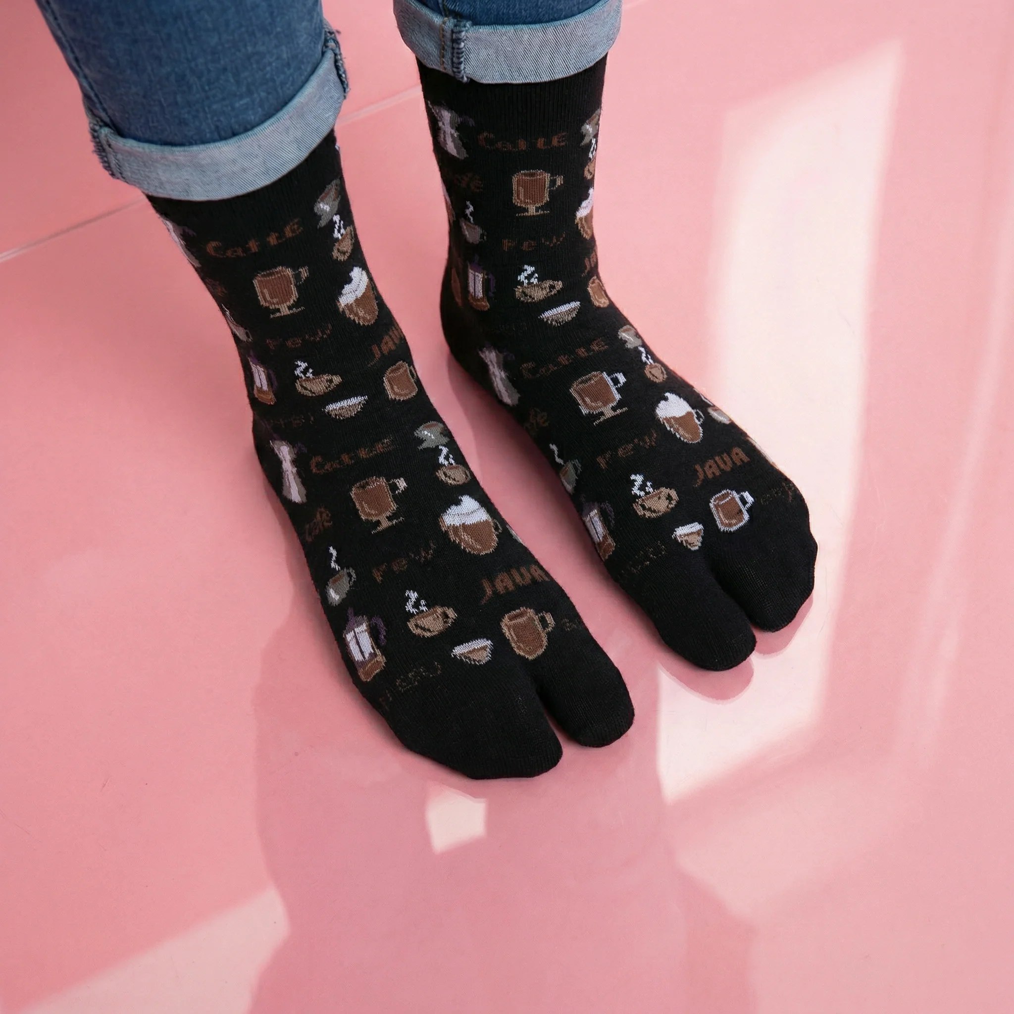Jave Coffee Lover Split Toe Tabi Socks | Big Toe Flip Flop Socks | Japanese Novelty Crew Socks - Image 2