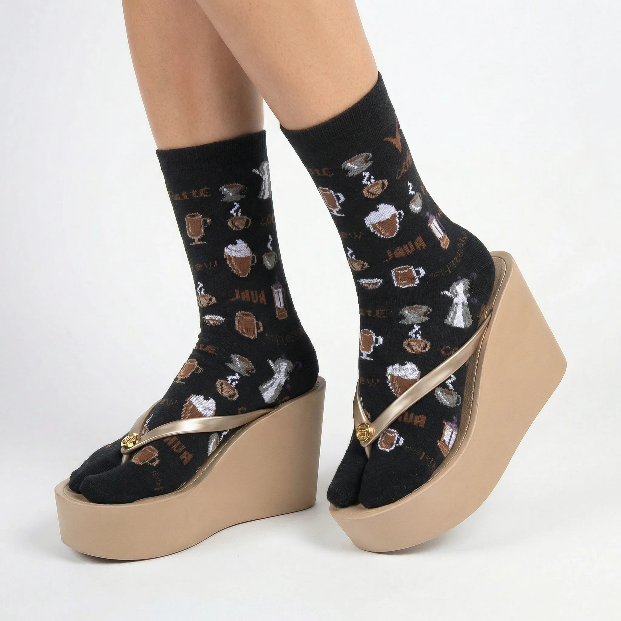 Jave Coffee Lover Split Toe Tabi Socks | Big Toe Flip Flop Socks | Japanese Novelty Crew Socks - Image 6