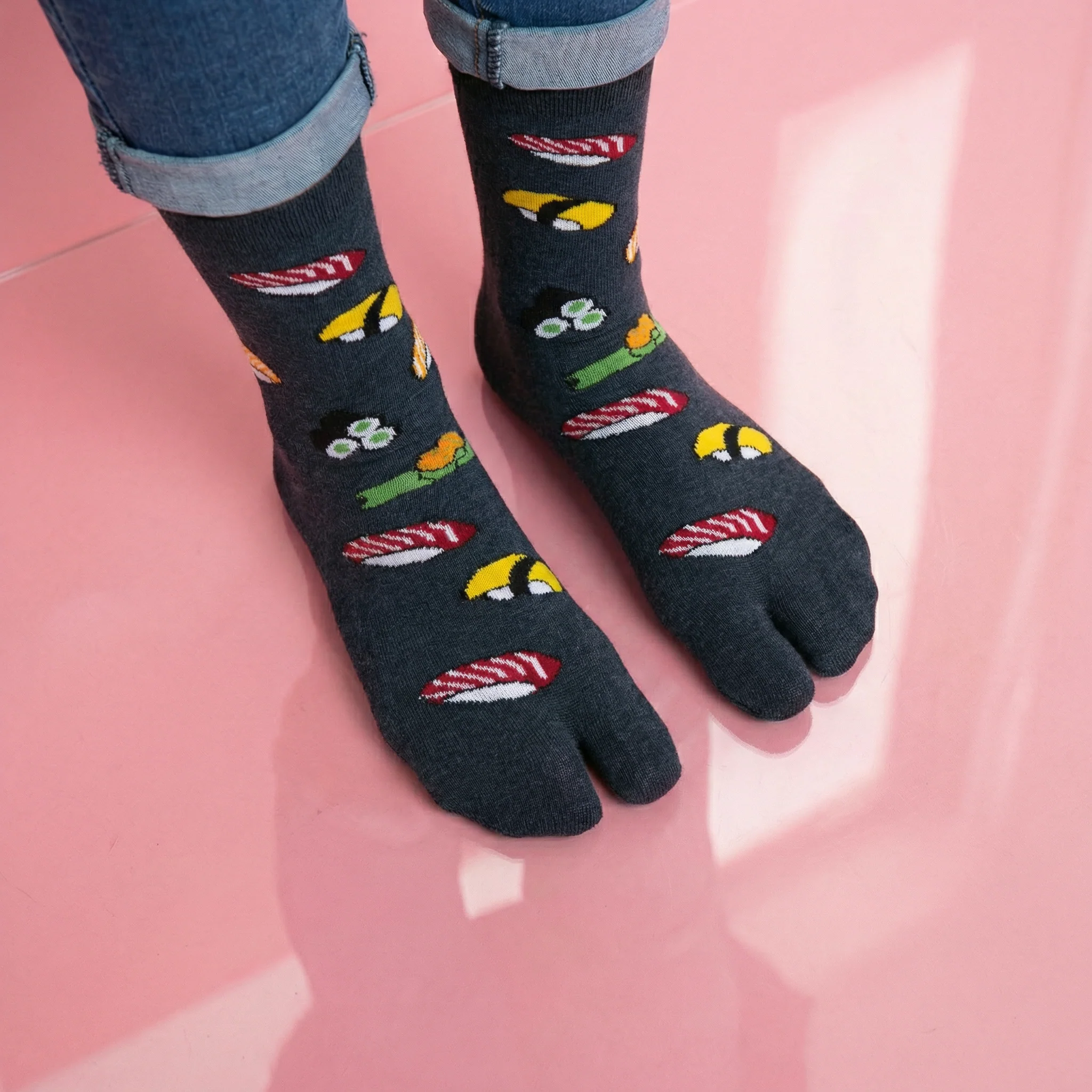 Japanese Sushi Tabi Split Toe Socks | Novelty Flip Flop Crew Socks - Image 2