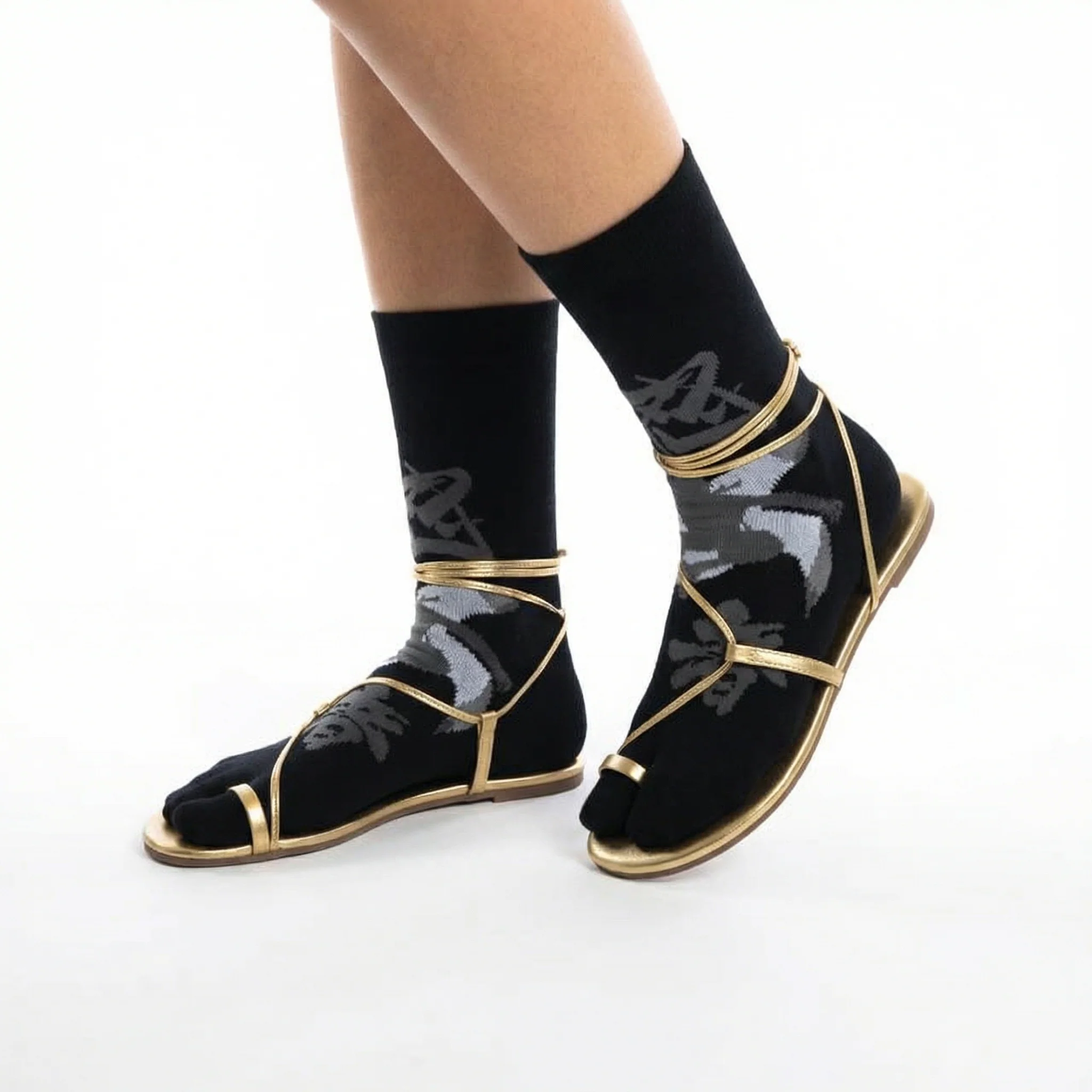Black Ninja Split Toe Tabi Socks | Japanese Style Big Toe Crew Socks for Sandals & Flip Flops - Image 15