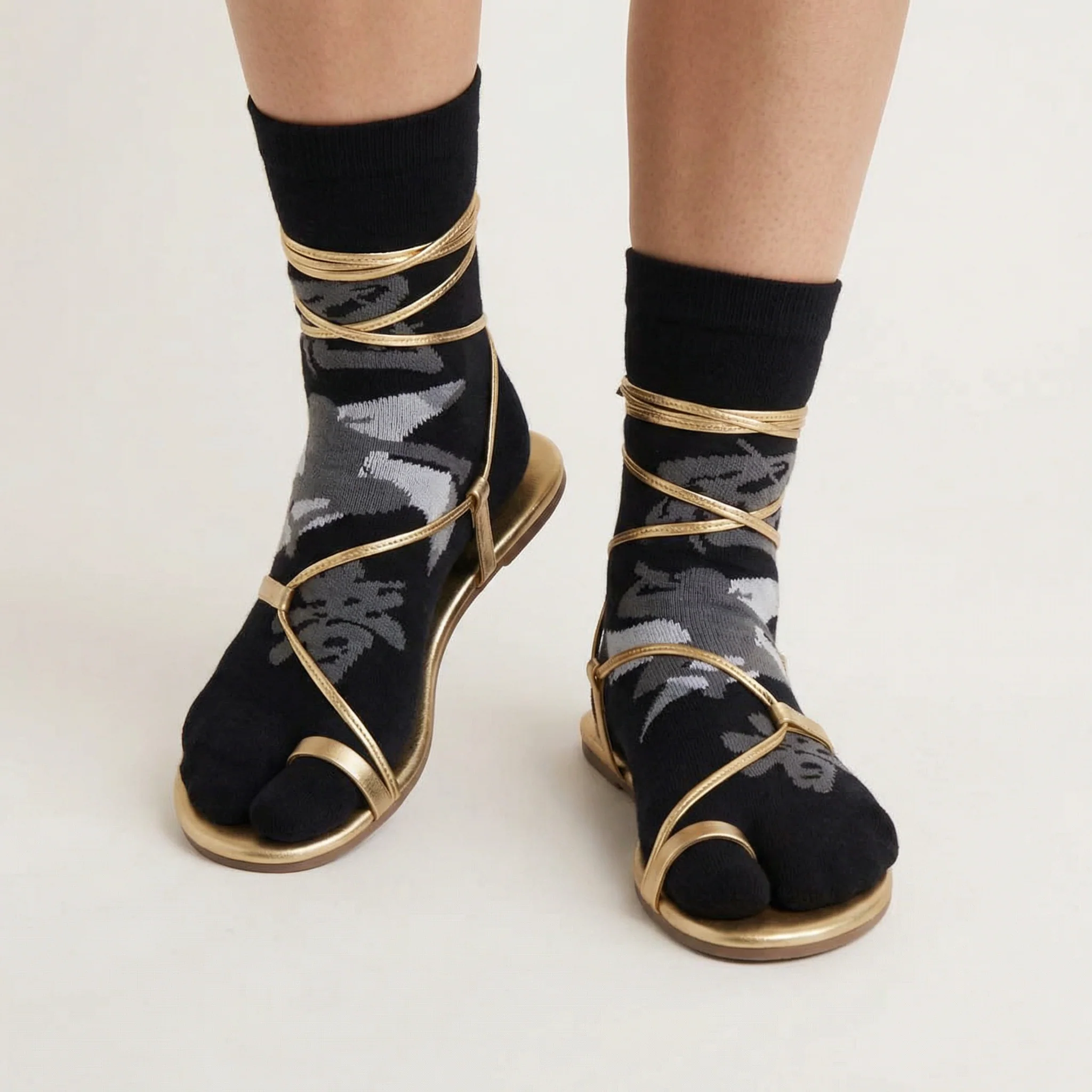 Black Ninja Split Toe Tabi Socks | Japanese Style Big Toe Crew Socks for Sandals & Flip Flops - Image 17