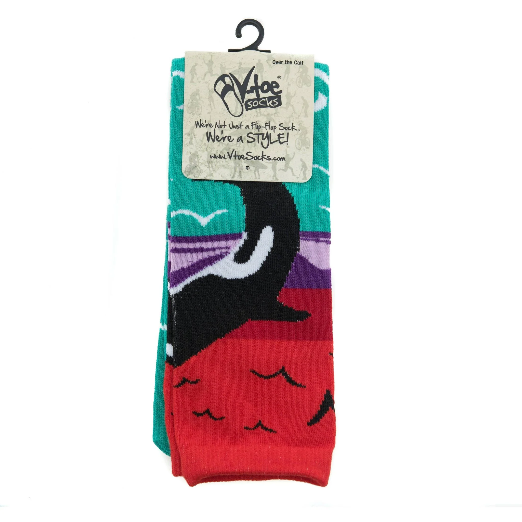 Orca Whale Split Toe Tabi Socks | Over the Calf Big Toe Flip Flop Socks | Ocean Sunset Novelty Socks - Image 11