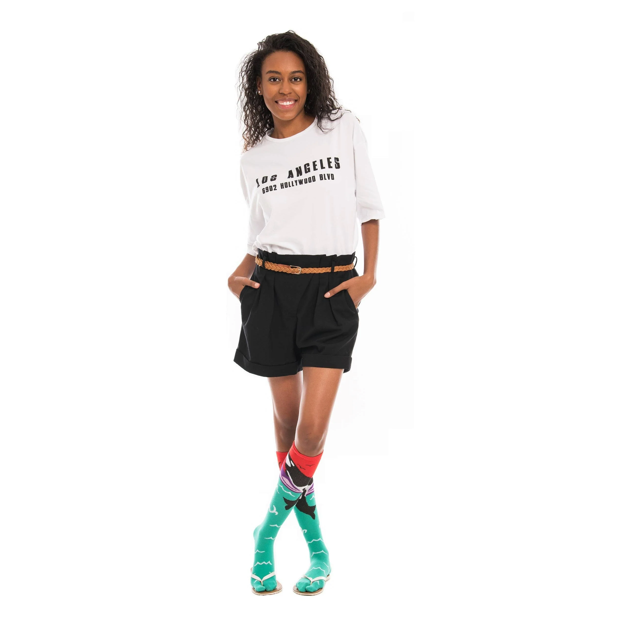 Orca Whale Split Toe Tabi Socks | Over the Calf Big Toe Flip Flop Socks | Ocean Sunset Novelty Socks - Image 8