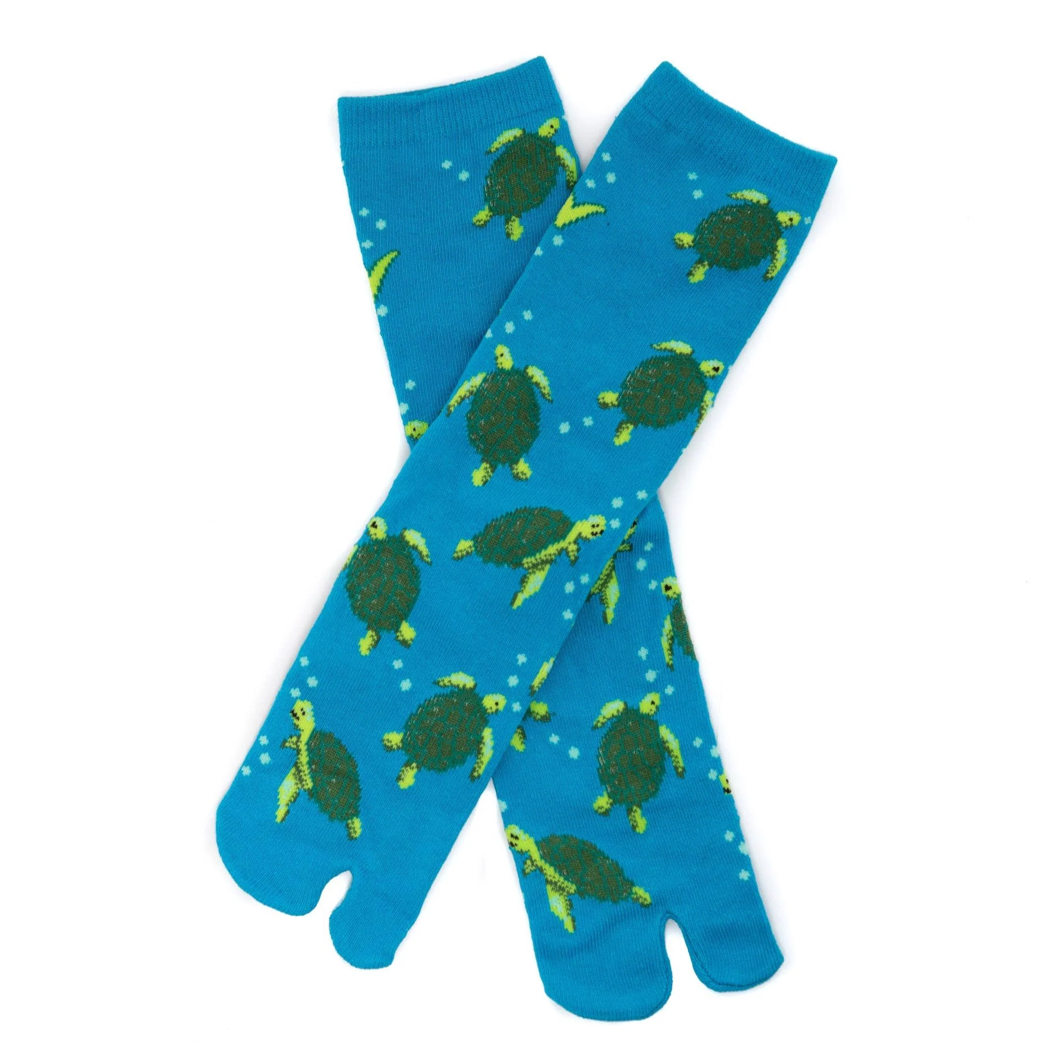 Turquoise Sea Turtle Split Toe Tabi Socks | Big Toe Flip Flop Socks | Japanese Style Crew Socks - Image 4