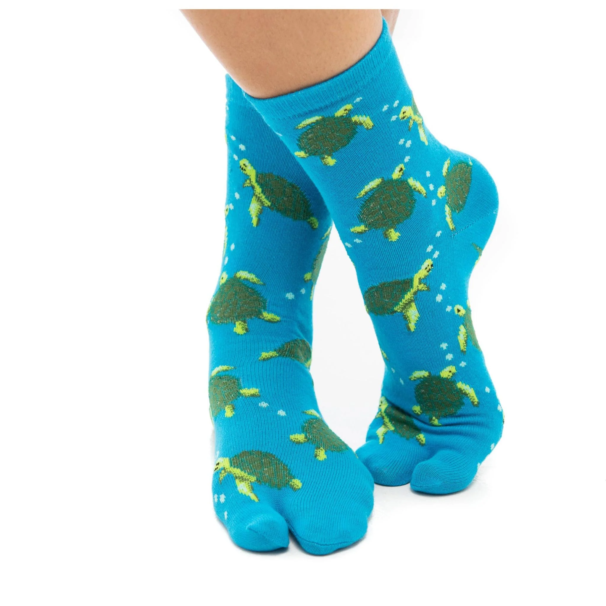 Turquoise Sea Turtle Split Toe Tabi Socks | Big Toe Flip Flop Socks | Japanese Style Crew Socks - Image 7