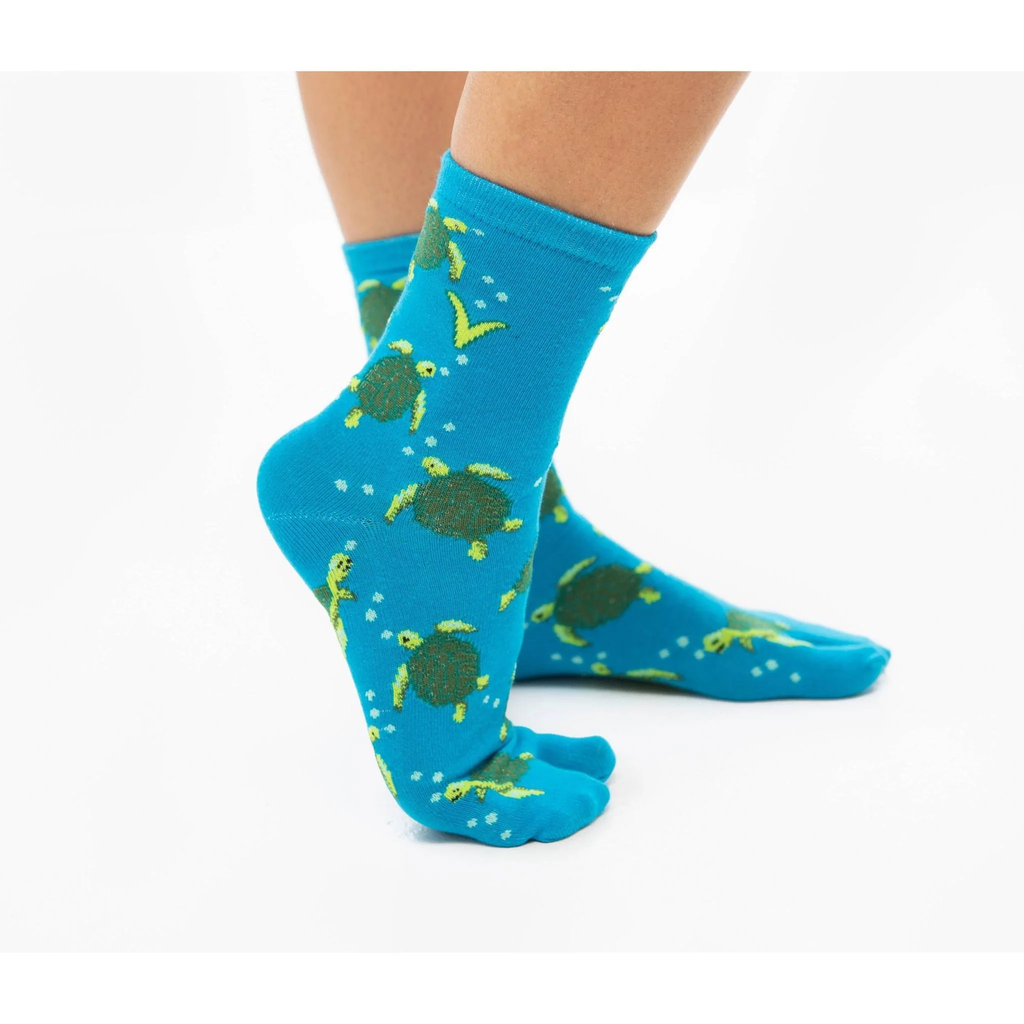 Turquoise Sea Turtle Split Toe Tabi Socks | Big Toe Flip Flop Socks | Japanese Style Crew Socks - Image 8