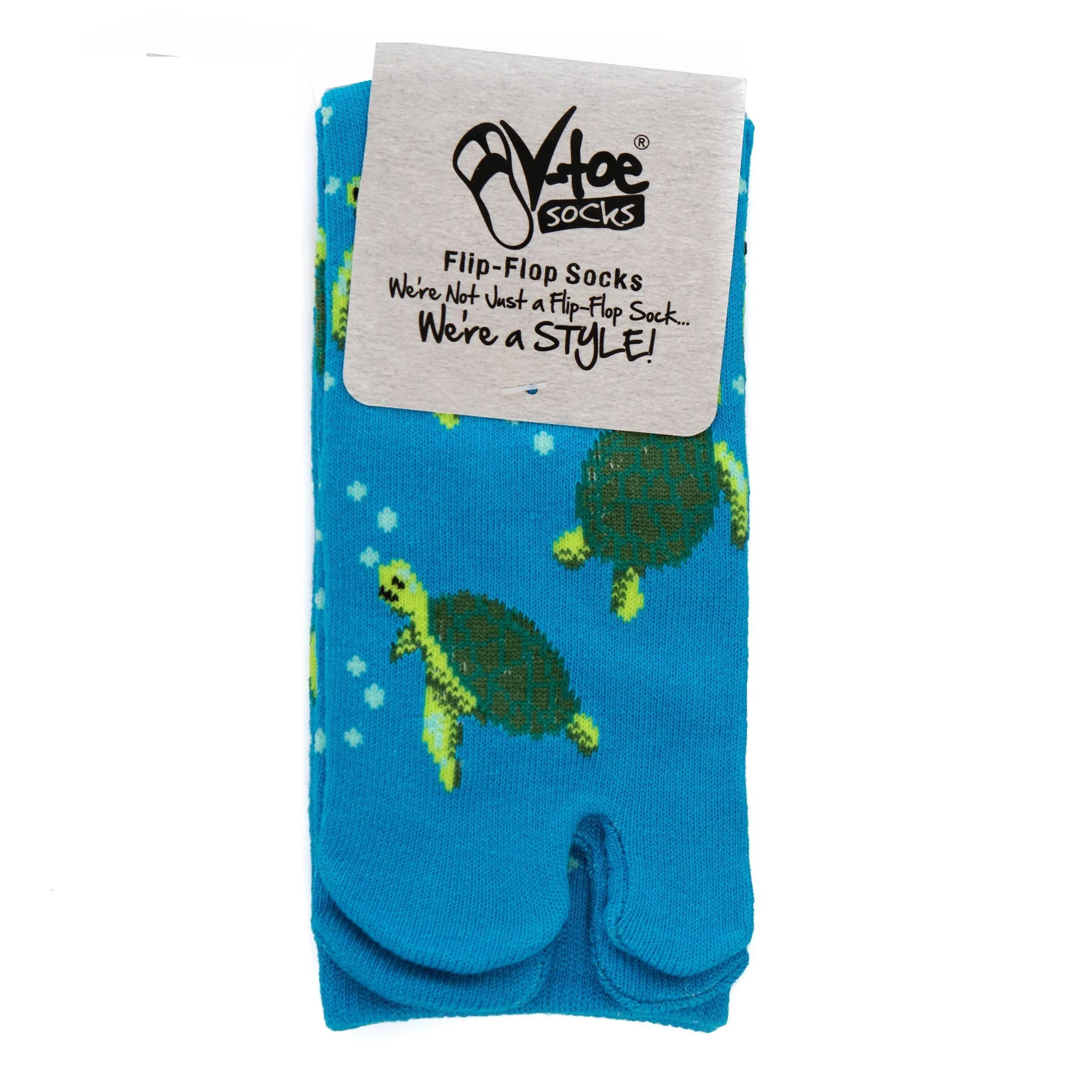 Turquoise Sea Turtle Split Toe Tabi Socks | Big Toe Flip Flop Socks | Japanese Style Crew Socks - Image 9