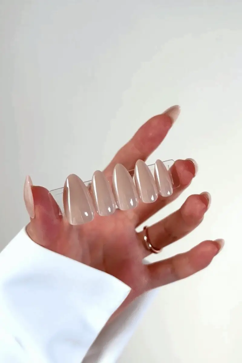 Vanilla Sugar Pop Press-On Nails – Glossy French Vanilla Glaze | Non-Toxic & Reusable - Image 4