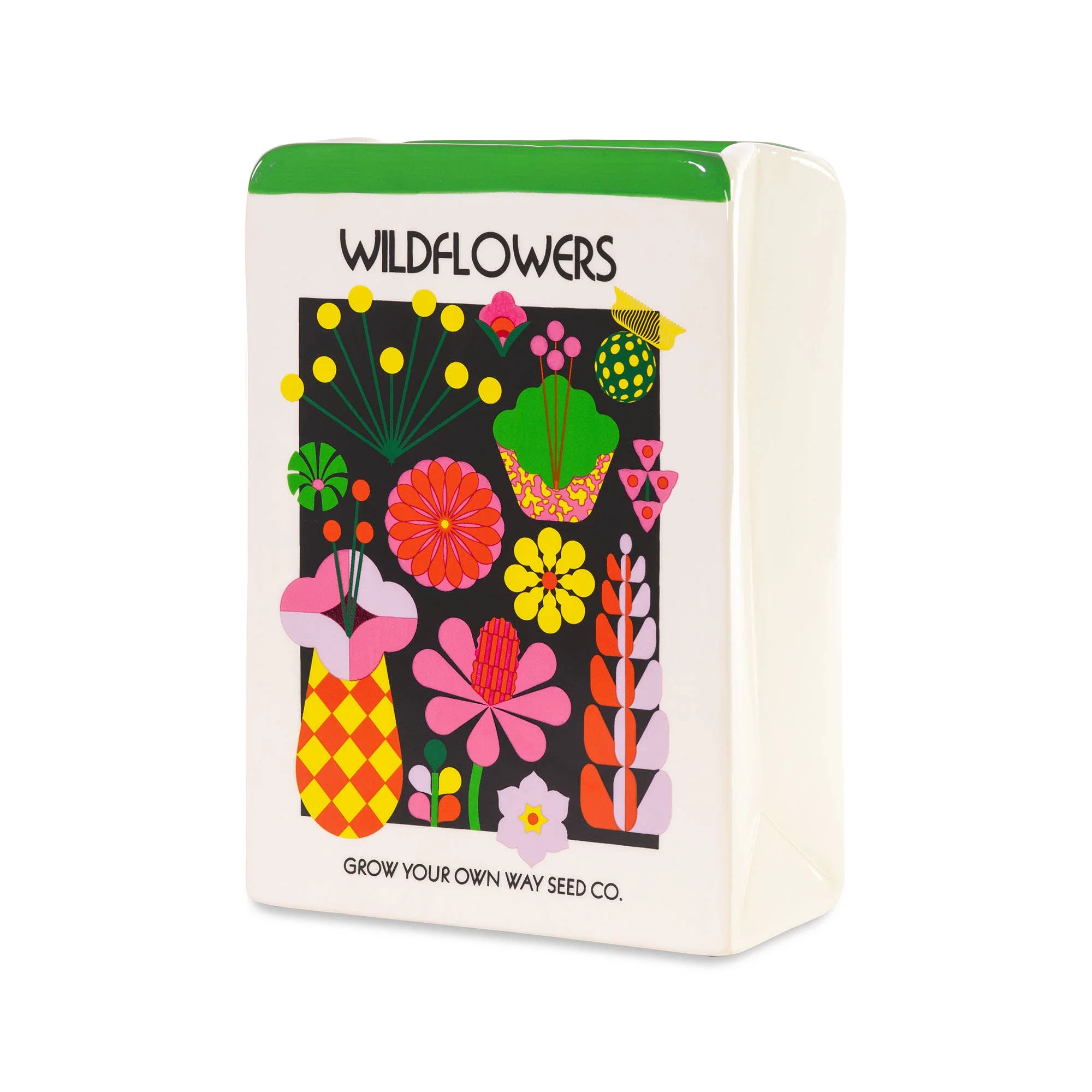 Wildflower Seeds Ceramic Vase | Shaped Like Seed Packet Home Decor - Image 3