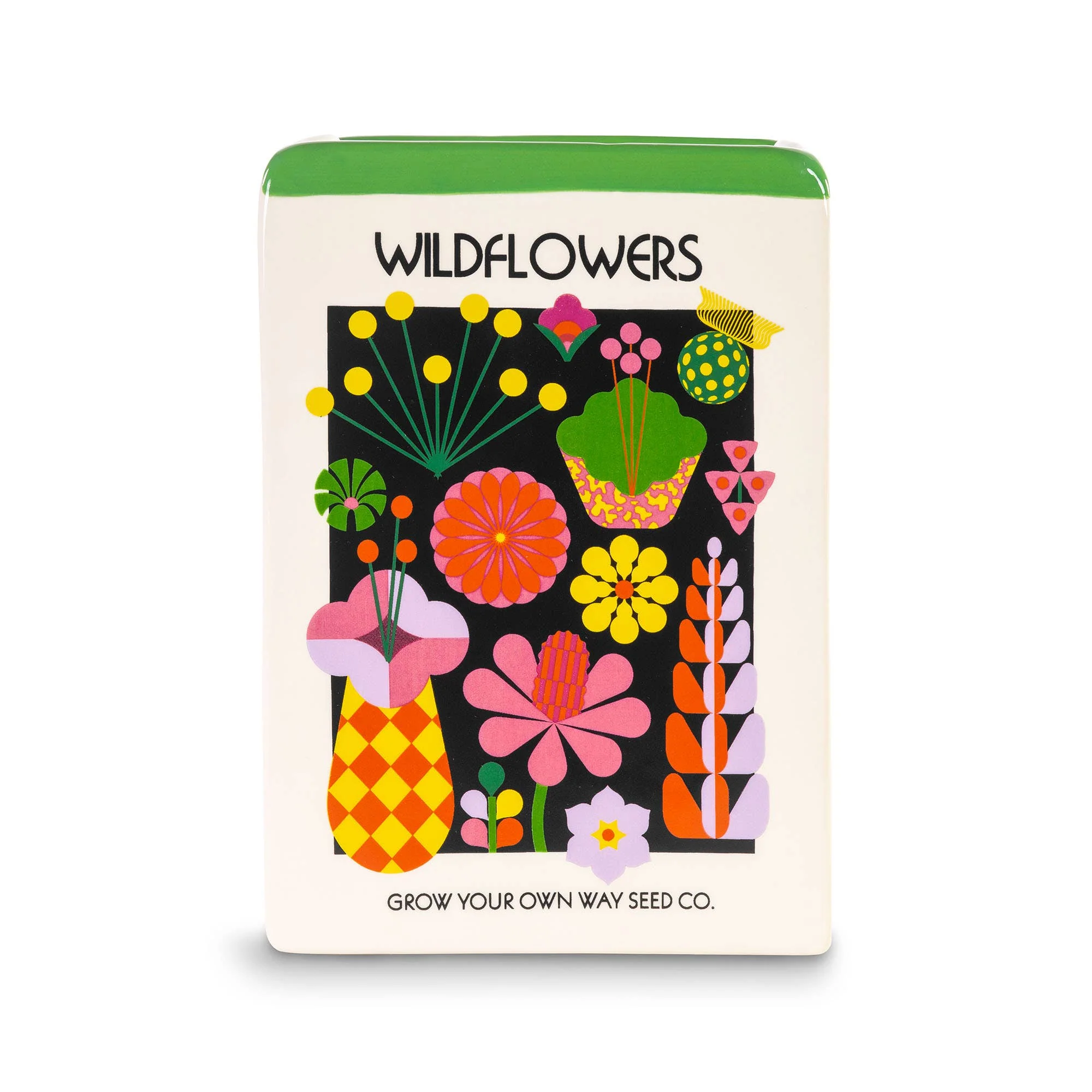 Wildflower Seeds Ceramic Vase | Shaped Like Seed Packet Home Decor - Image 4