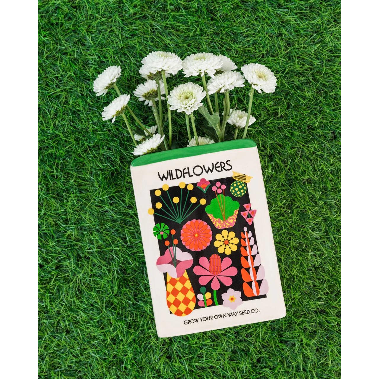 Wildflower Seeds Ceramic Vase | Shaped Like Seed Packet Home Decor - Image 5