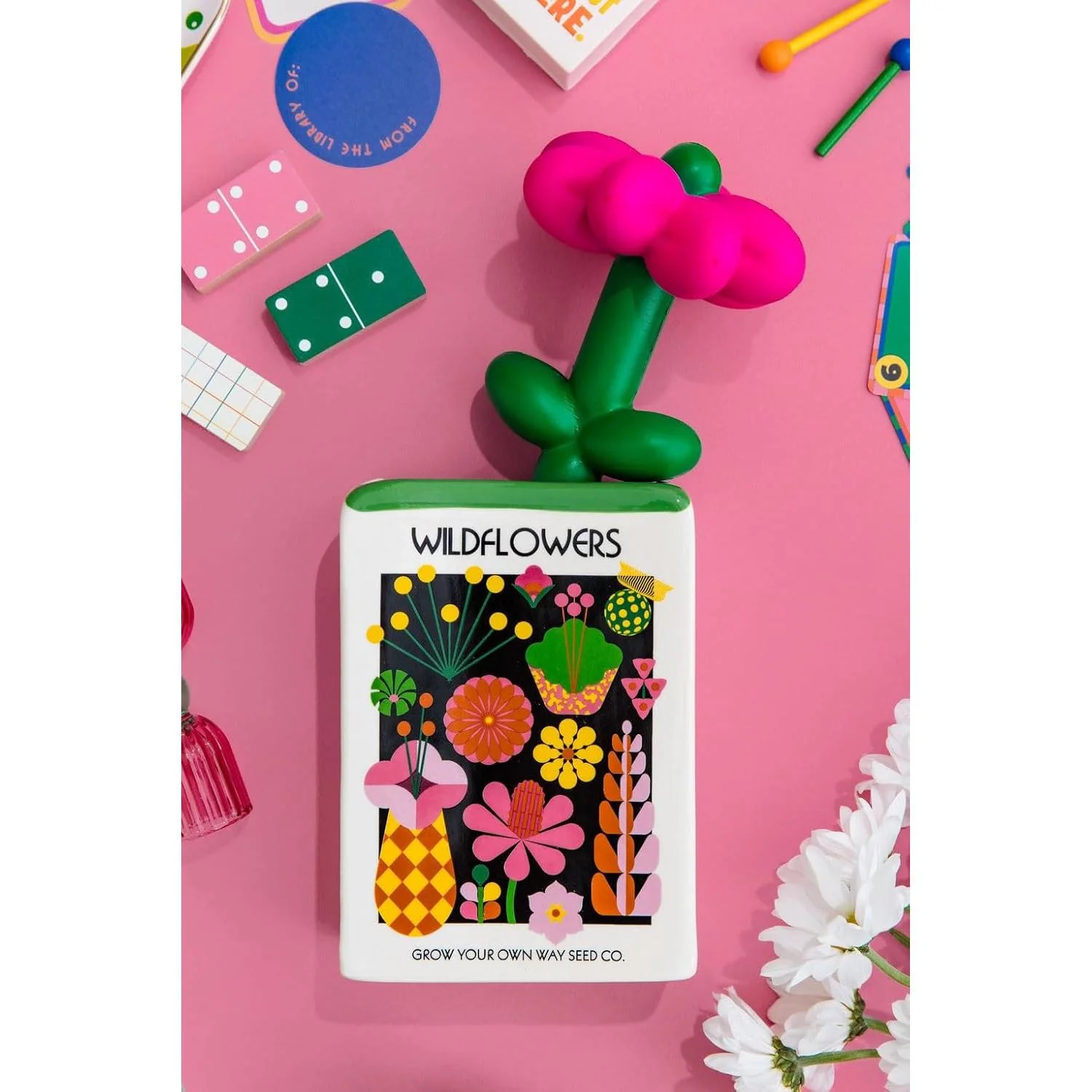 Wildflower Seeds Ceramic Vase | Shaped Like Seed Packet Home Decor - Image 6