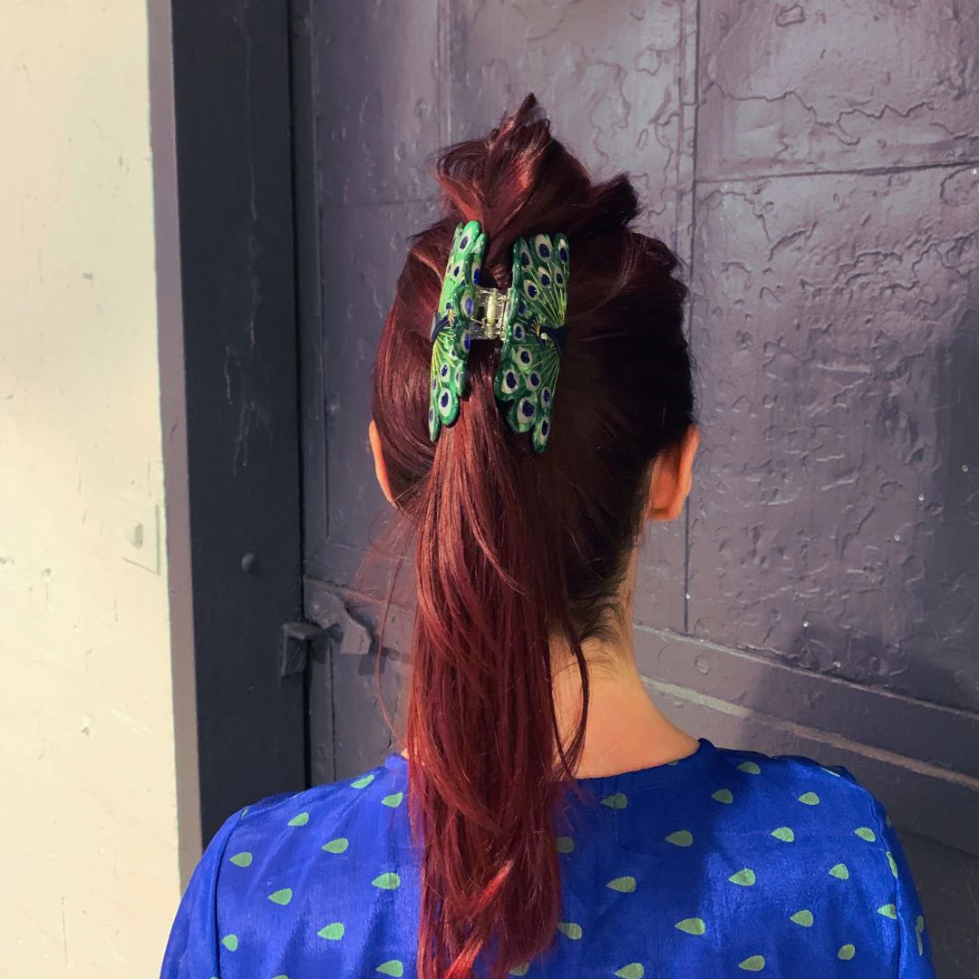 Velvet Claws Hair Clip | Gorgeous Peacock Hair Claw - Image 6