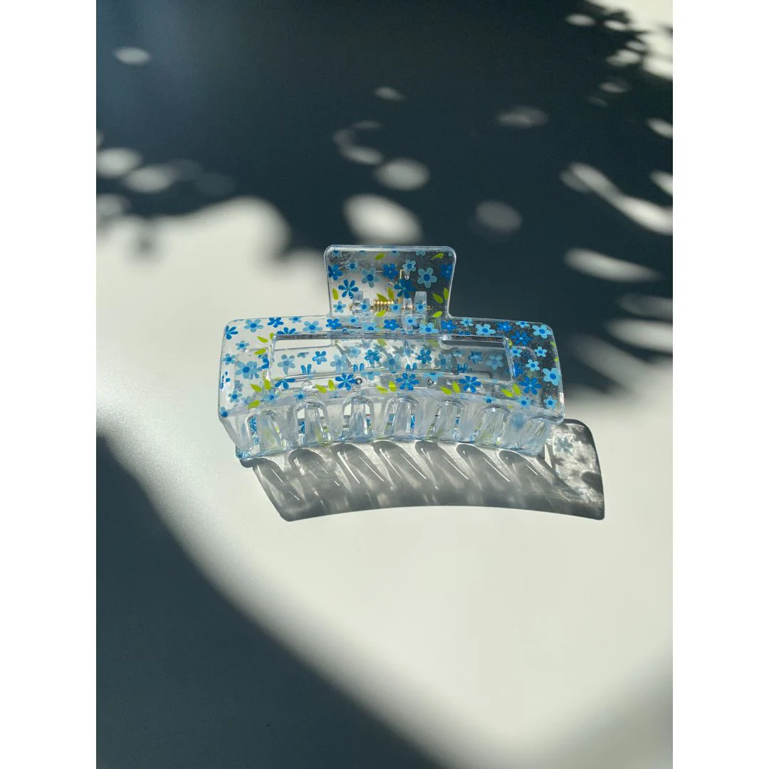 Velvet Claws Hair Clip | The Crystal in Blue Flowers Hair Claw - Image 3