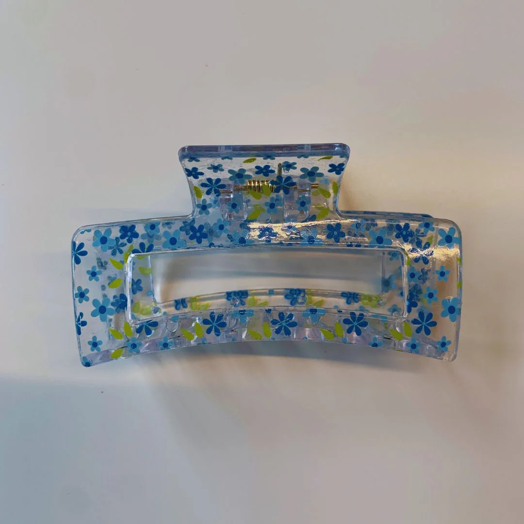 Velvet Claws Hair Clip | The Crystal in Blue Flowers Hair Claw - Image 4
