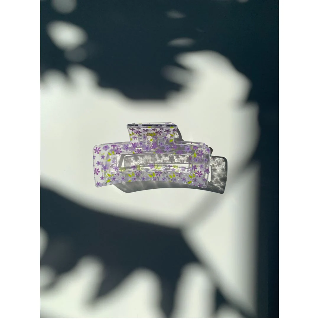 Velvet Claws Hair Clip | The Crystal in Purple Blossoms Hair Claw - Image 3
