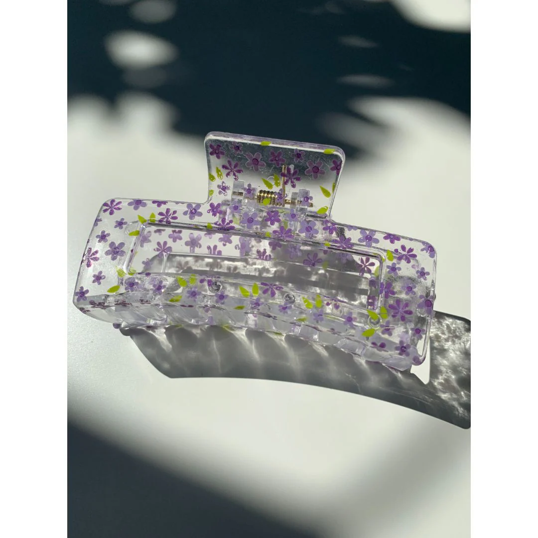 Velvet Claws Hair Clip | The Crystal in Purple Blossoms Hair Claw - Image 4