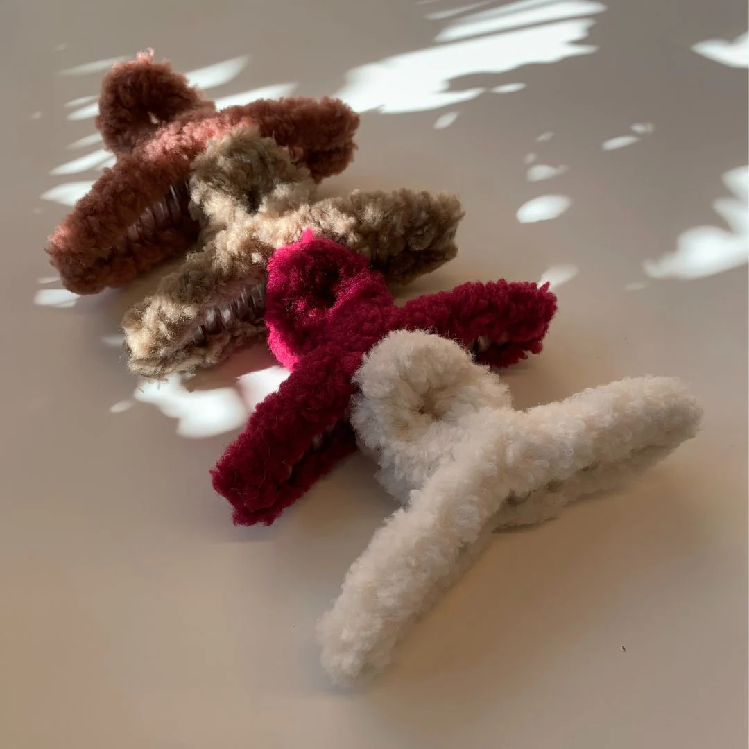 Velvet Claws Hair Clip | Triangle Plush in Teddy Bear Brown Faux Fur Hair Claw - Image 6