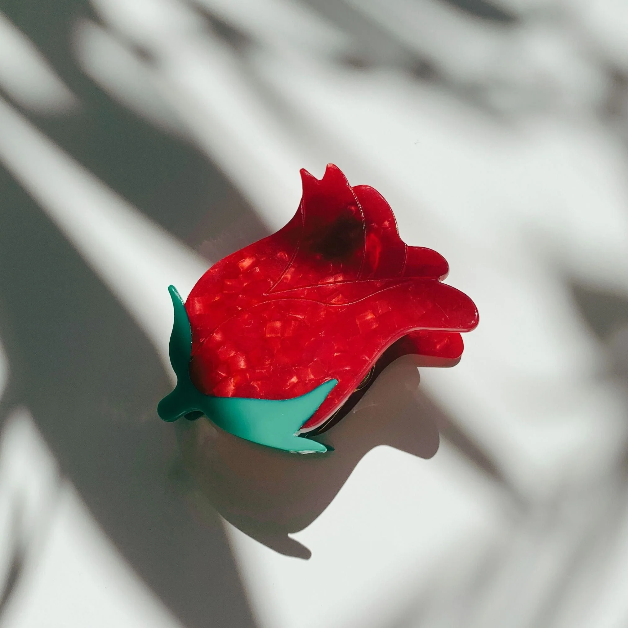 Velvet Claws Small Hair Clip | Red Rosebud Hair Claw - Image 3