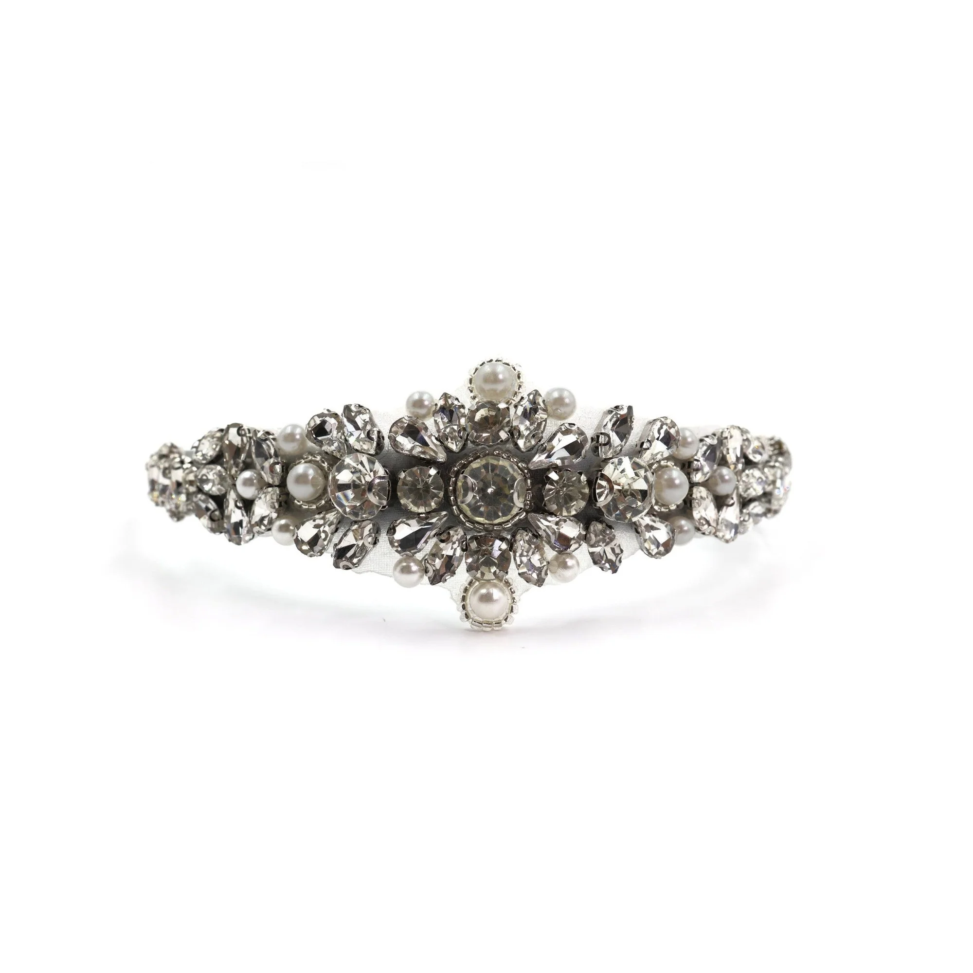 Vintage Bride Bejeweled Asymmetrical Headband Tiara | Royalty Crown Party or Bridal Hair Accessory - Image 2