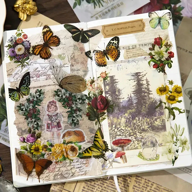 40 Vintage Flower Butterfly Stickers | For Plant Handbook, Journaling, Scrapbook - Image 2