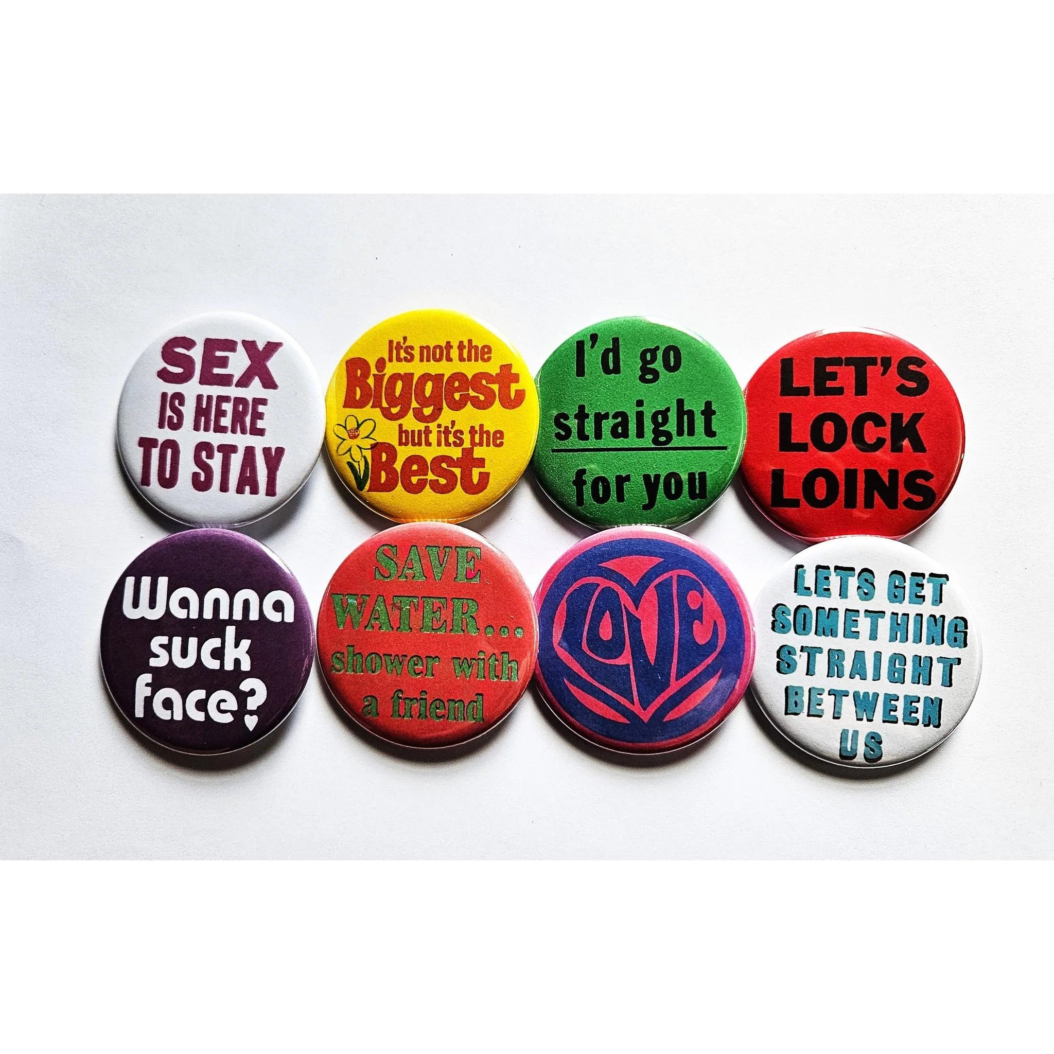 Vintage Reproduction Save Water Shower With a Friend Small Pinback Button | 1.25" Diameter - Image 2